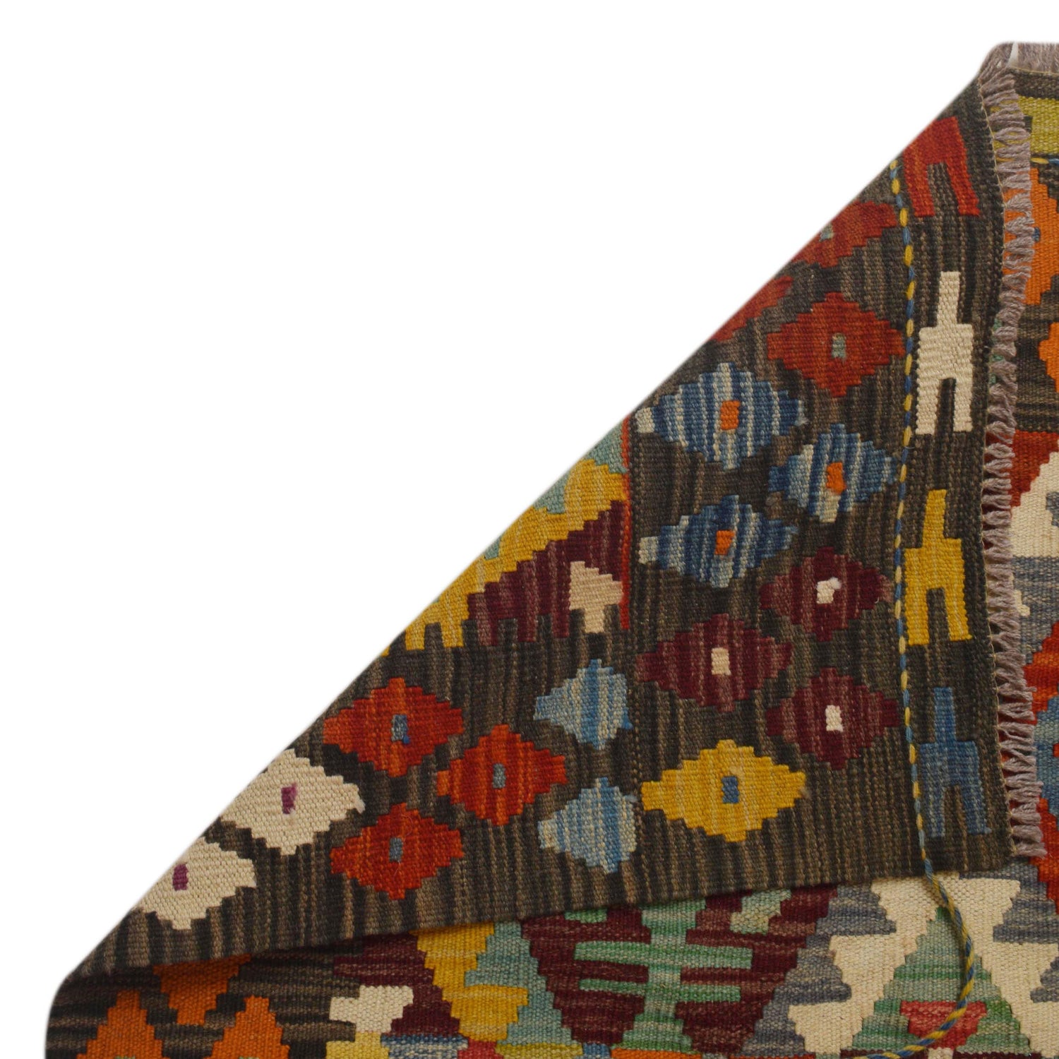 Hand Made Afghan Kilim 5' 8" x 8' 0" ft / 172 x 245 cm - No. W35526