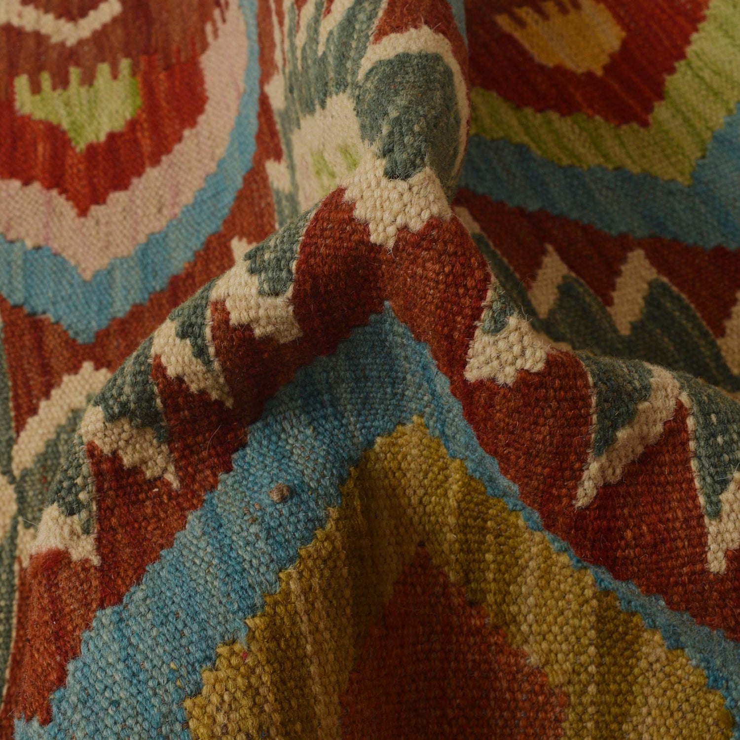 Hand Woven Wool Kelim Runner 2' 1"x 6' 4" ft / 63 x 192 cm - No. W35527