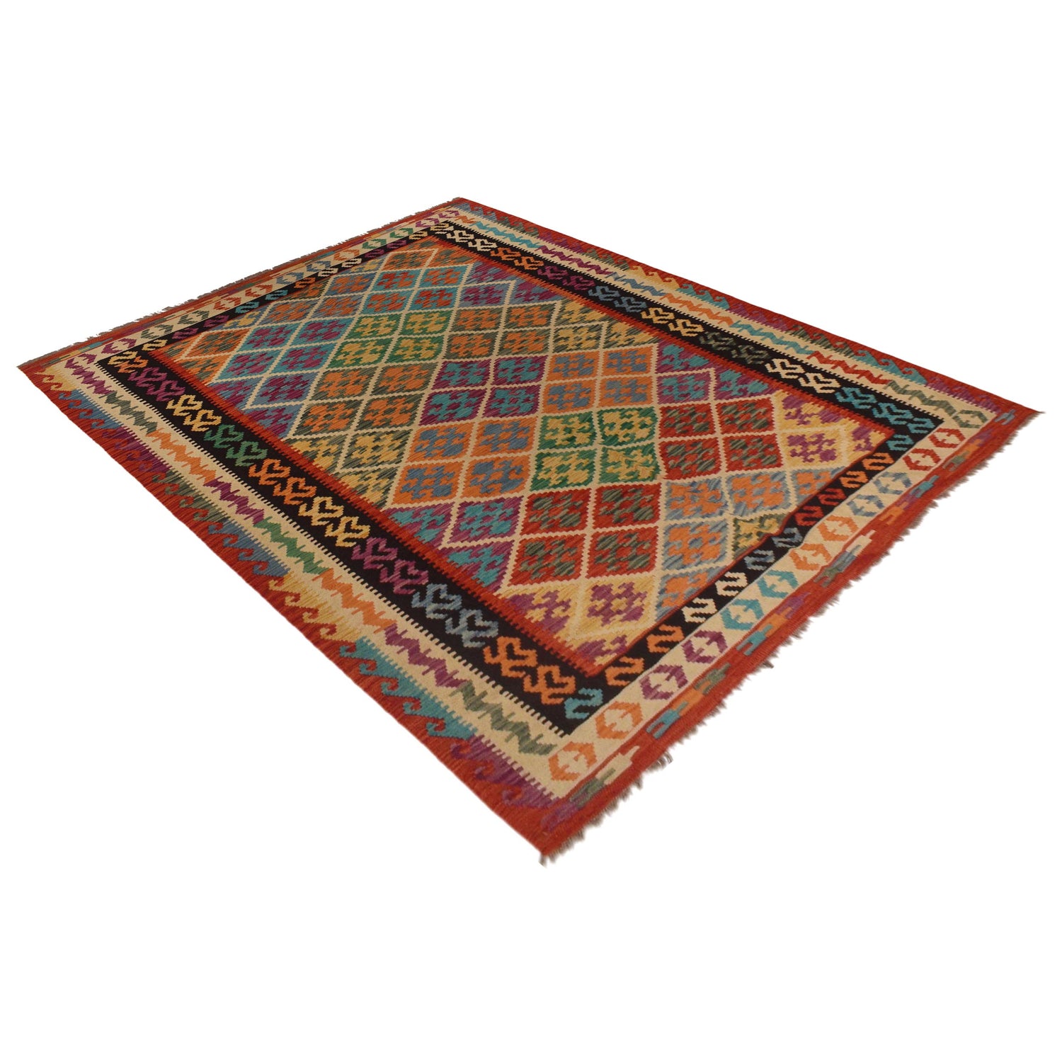 Hand Made Afghan Kilim 6' 7" x 9' 10" ft / 200 x 300 cm - No. W35528