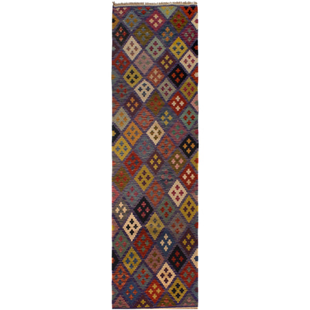 Hand Knotted Afghan Style Kilim Runner 2' 9" x 9' 11" ft / 83 x 301 cm - No. W35530
