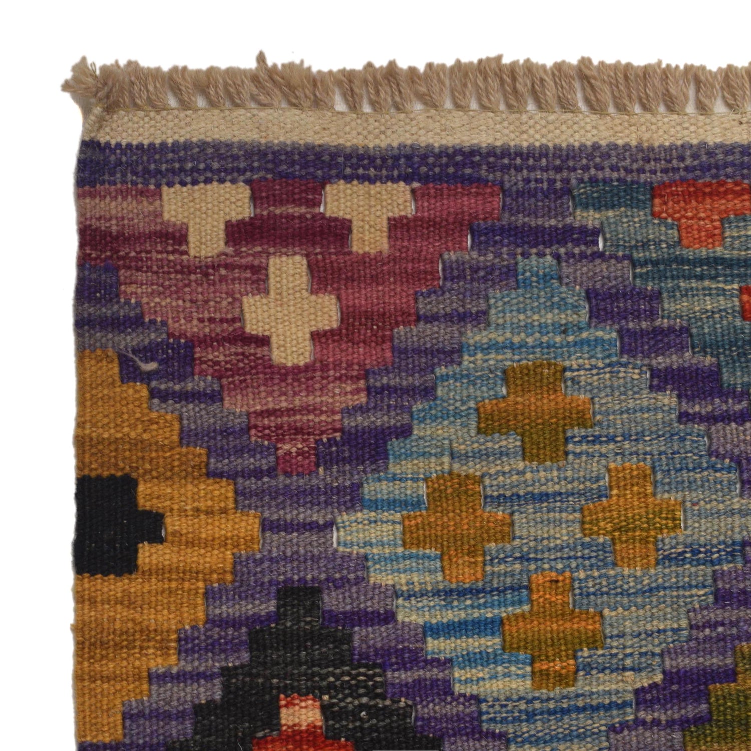 Hand Knotted Afghan Style Kilim Runner 2' 9" x 9' 11" ft / 83 x 301 cm - No. W35530