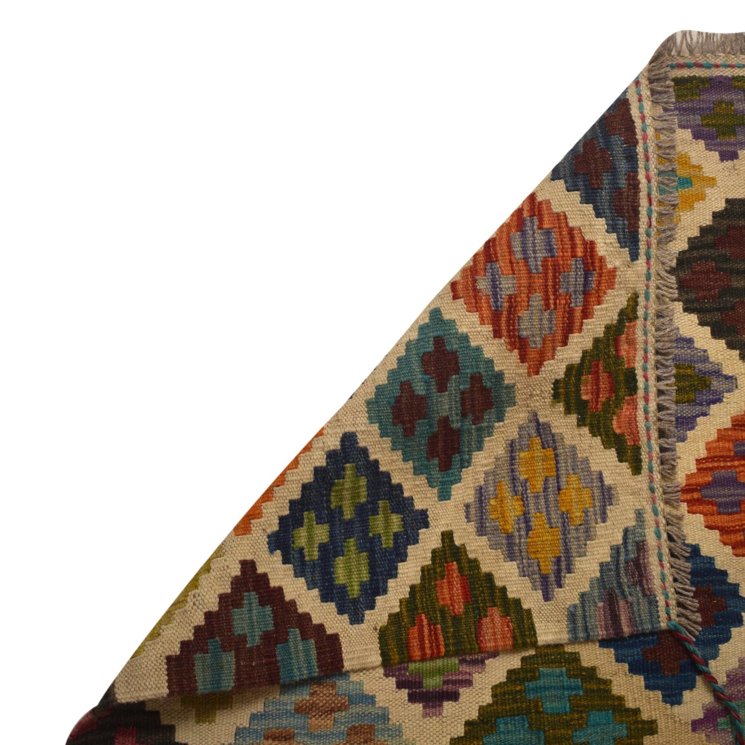 Hand Woven Wool Kelim Runner 2' 5" x 9' 9" ft / 73 x 296 cm - No. W35532