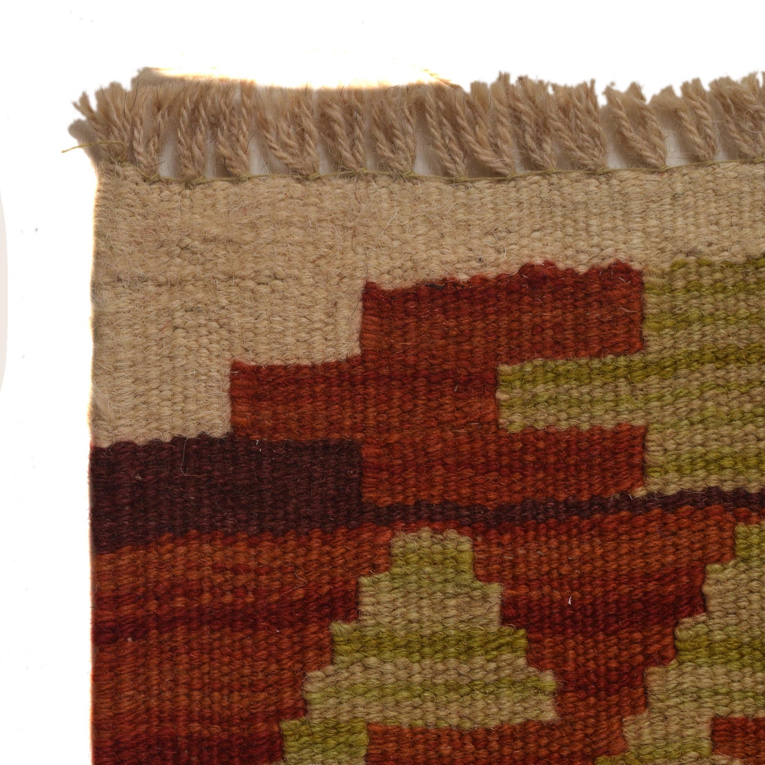 Colorful Flat-Weave Wool Kilim 4' 11" x 7' 5" ft / 150 x 225 cm - No. W35534