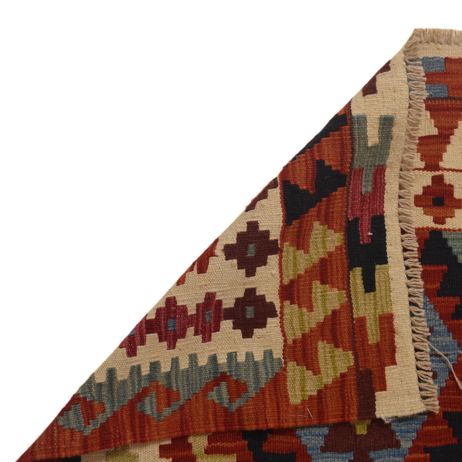 Colorful Flat-Weave Wool Kilim 4' 11" x 7' 5" ft / 150 x 225 cm - No. W35534