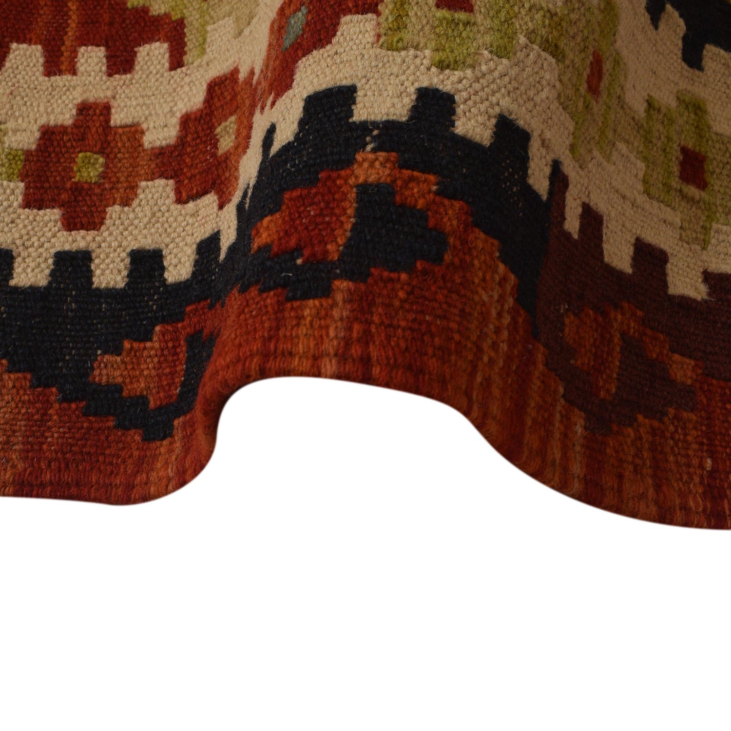 Colorful Flat-Weave Wool Kilim 4' 11" x 7' 5" ft / 150 x 225 cm - No. W35534