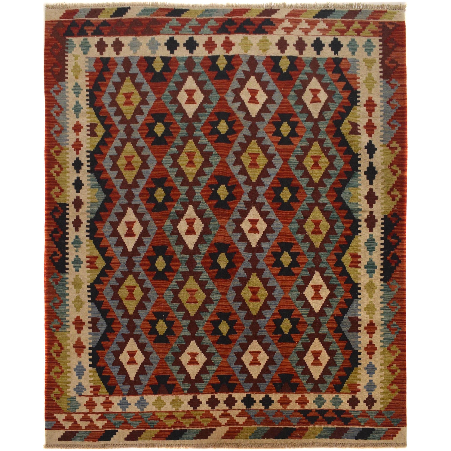 Handmade Vegetable Kilim 5' 1" x 6' 8" ft / 154 x 203 cm - No. W35535