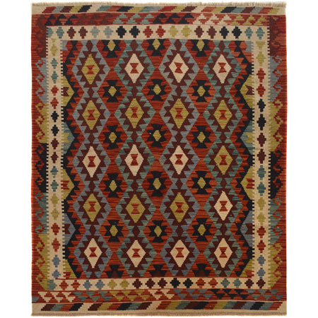 Handmade Vegetable Kilim 5' 1" x 6' 8" ft / 154 x 203 cm - No. W35535