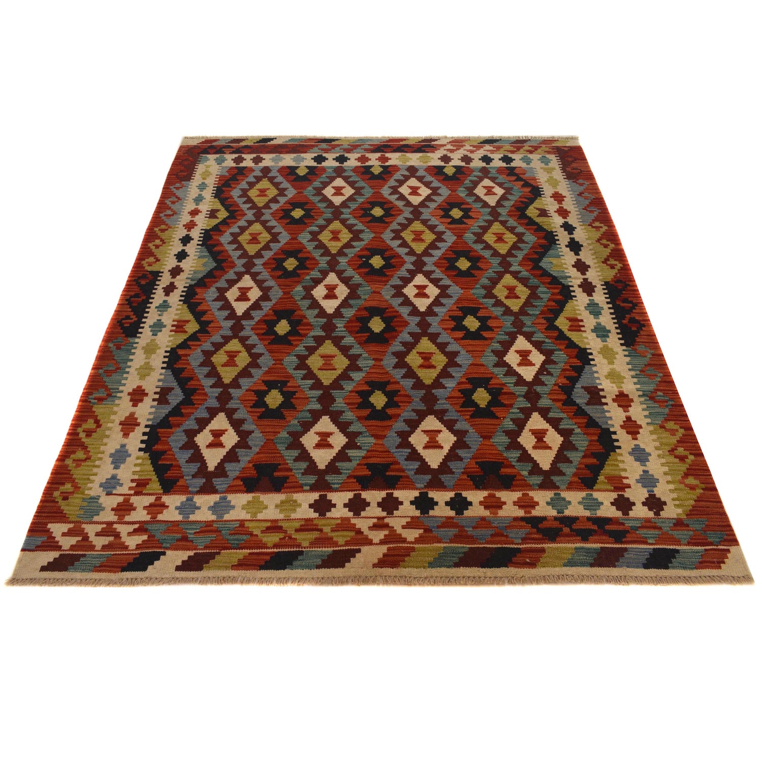 Handmade Vegetable Kilim 5' 1" x 6' 8" ft / 154 x 203 cm - No. W35535