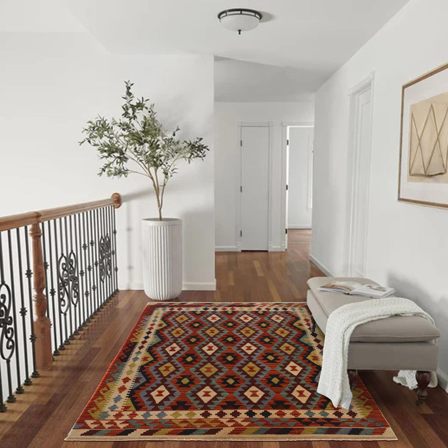 Handmade Vegetable Kilim 5' 1" x 6' 8" ft / 154 x 203 cm - No. W35535