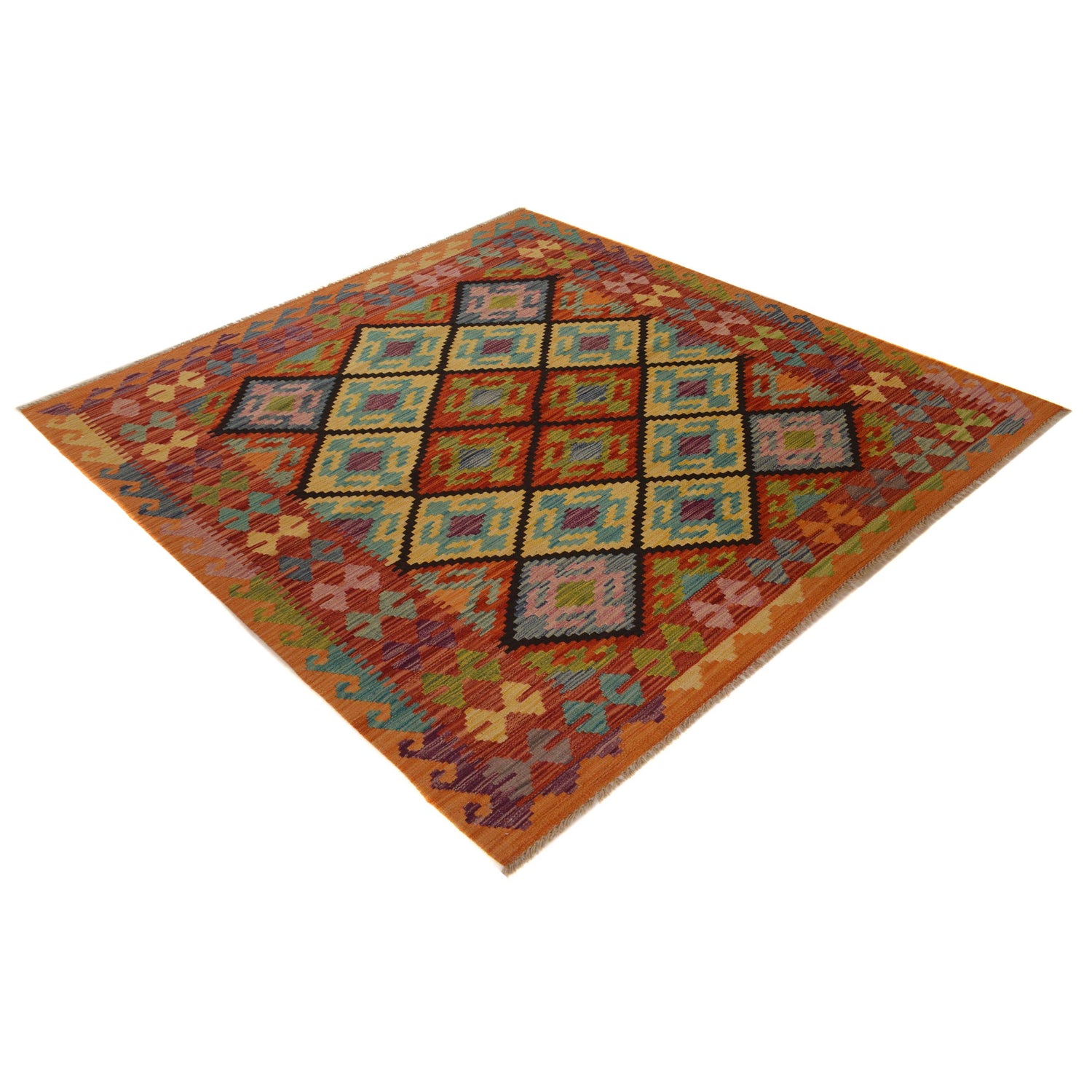 Handmade Vegetable Kelim 5' 1" x 6' 1" ft / 156 x 186 cm - No. W35536