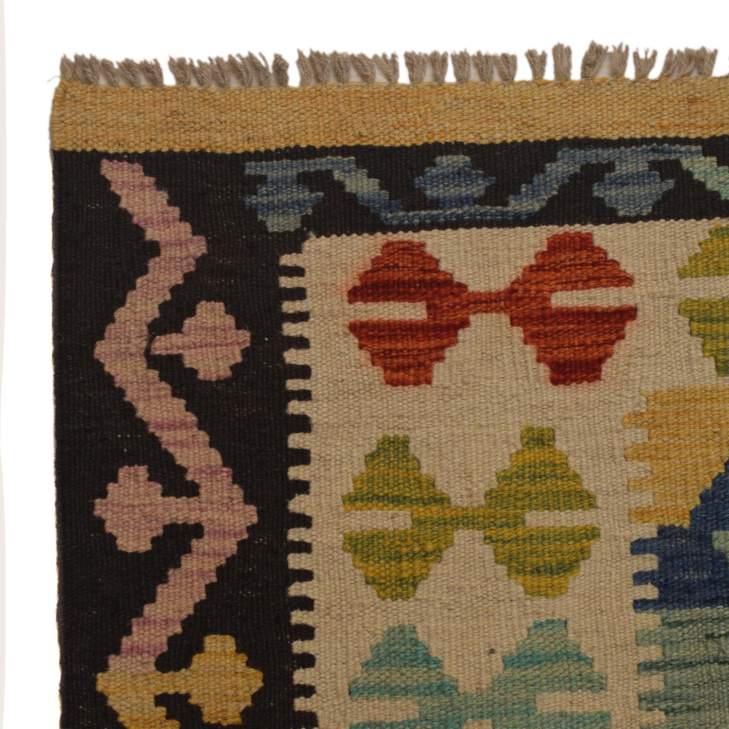 Hand Knotted Afghan Style Kilim 5' 3" x 6' 7" ft / 160 x 201 cm - No. W35540