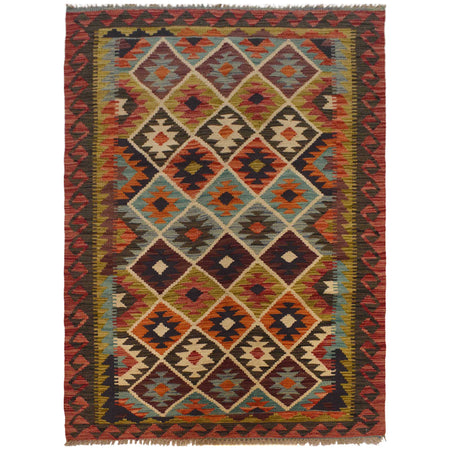 Handmade Afghan Vegetable Kilim 3' 4" x 5' 0" ft / 102 x 152 cm - No. W35542