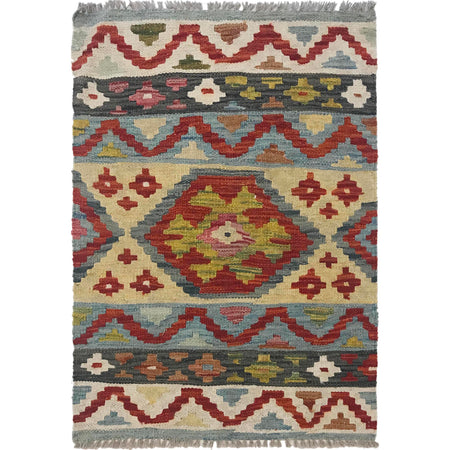 Handmade Afghan Vegetable Kilim 2' 0" x 2' 11" ft / 60 x 89 cm - No. W35545