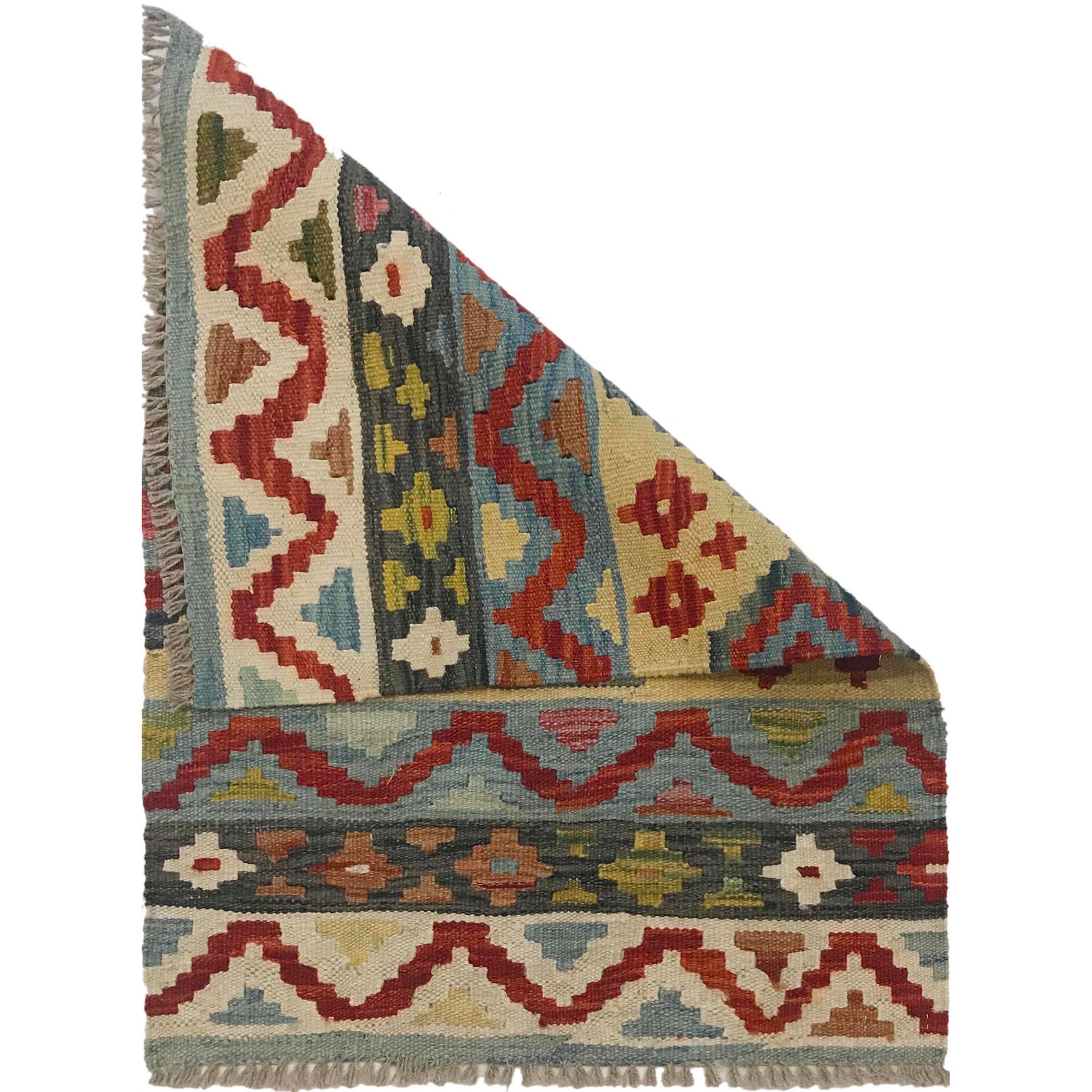 Handmade Afghan Vegetable Kilim 2' 0" x 2' 11" ft / 60 x 89 cm - No. W35545