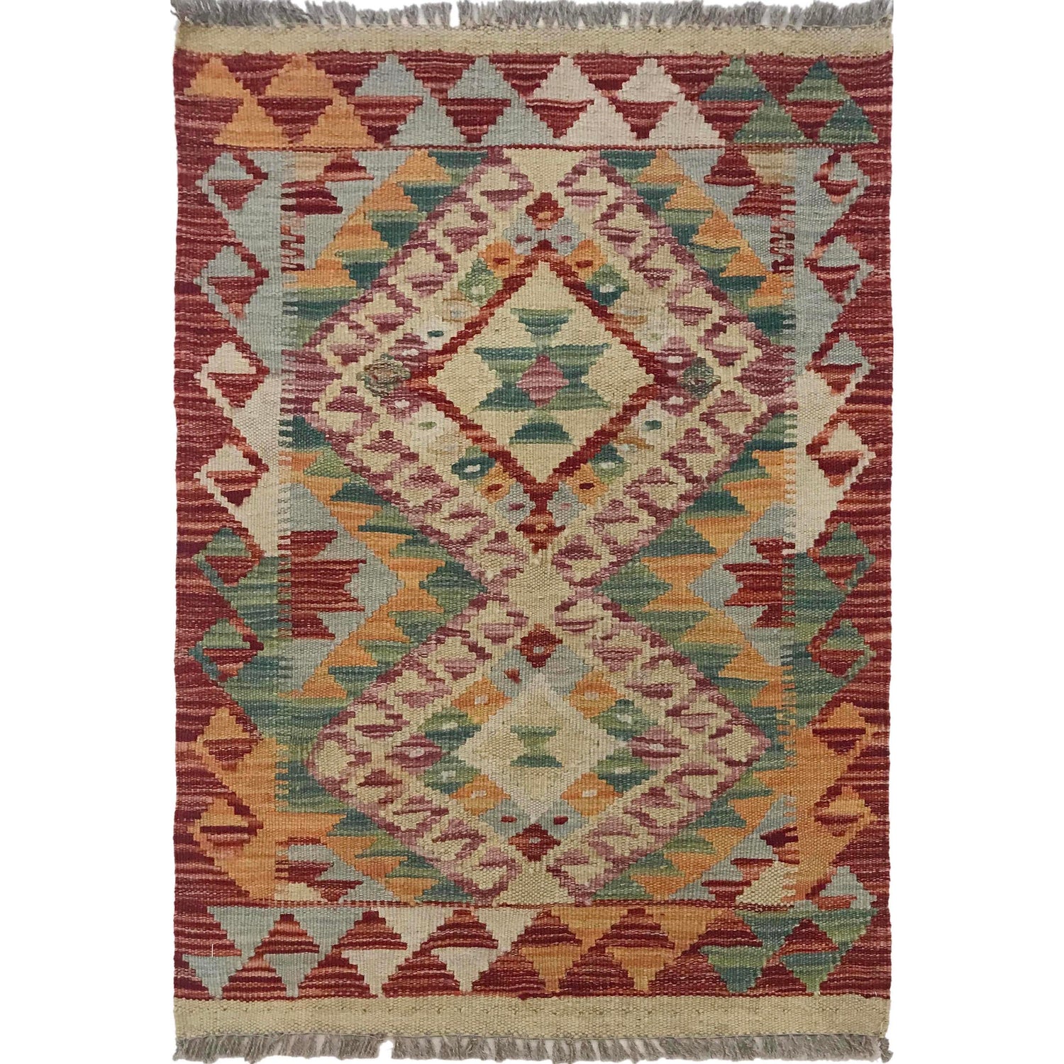 Handmade Vegetable Kilim 2' 0" x 2' 11" ft / 60 x 90 cm - No. W35548