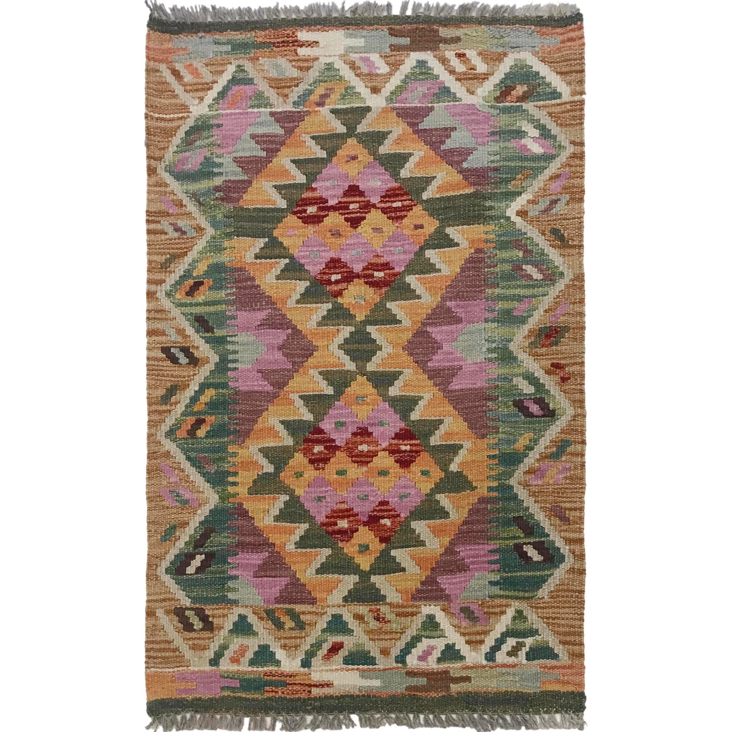 Handmade Vegetable Kelim 2' 0" x 3' 2" ft / 60 x 96 cm - No. W35549