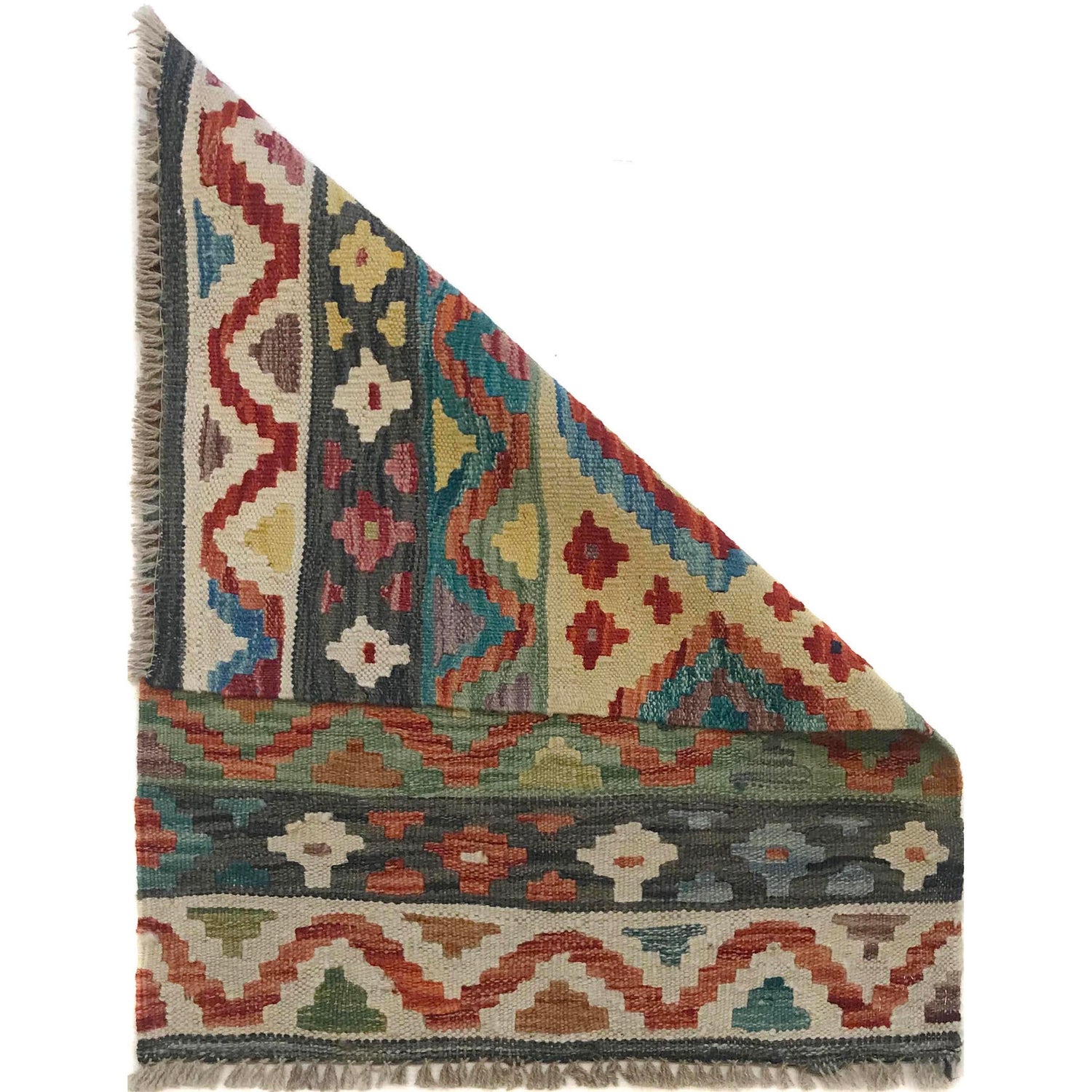 Hand Knotted Flatweave Kilim 2' 0" x 2' 11" ft / 62 x 88 cm - No. W35554