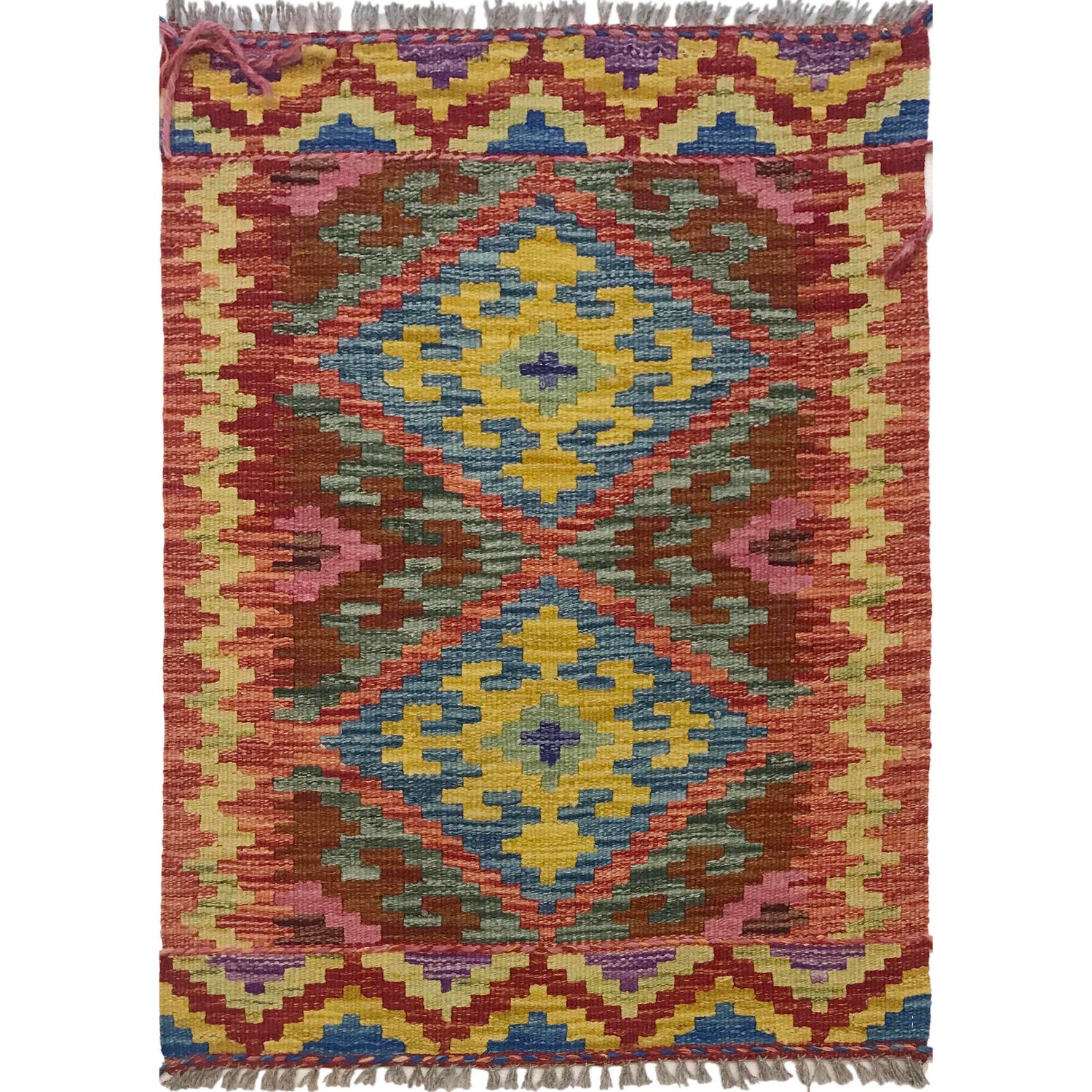 Hand Made Afghan Kilim 2' 1" x 2' 10" ft / 63 x 87 cm - No. W35557
