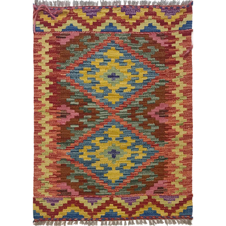 Hand Made Afghan Kilim 2' 1" x 2' 10" ft / 63 x 87 cm - No. W35557