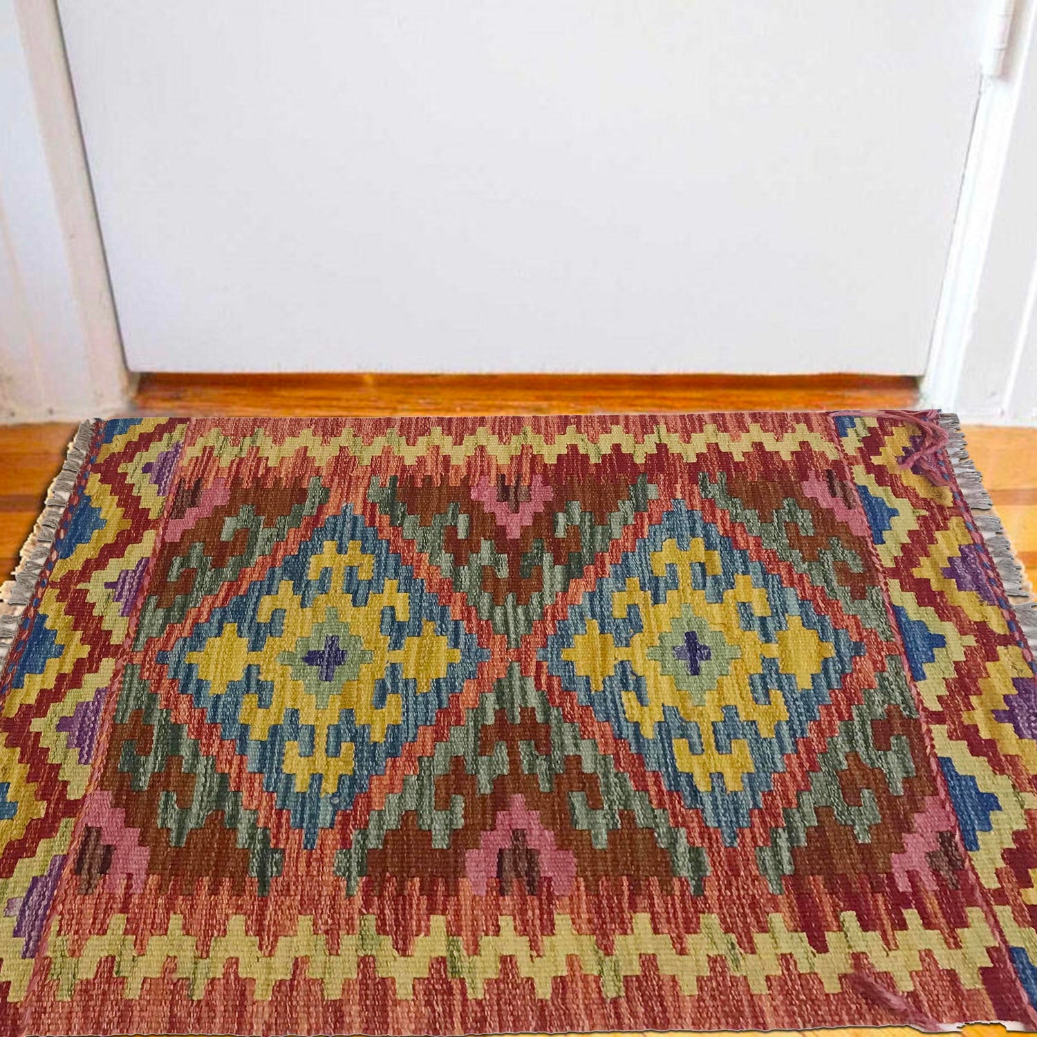 Hand Made Afghan Kilim 2' 1" x 2' 10" ft / 63 x 87 cm - No. W35557