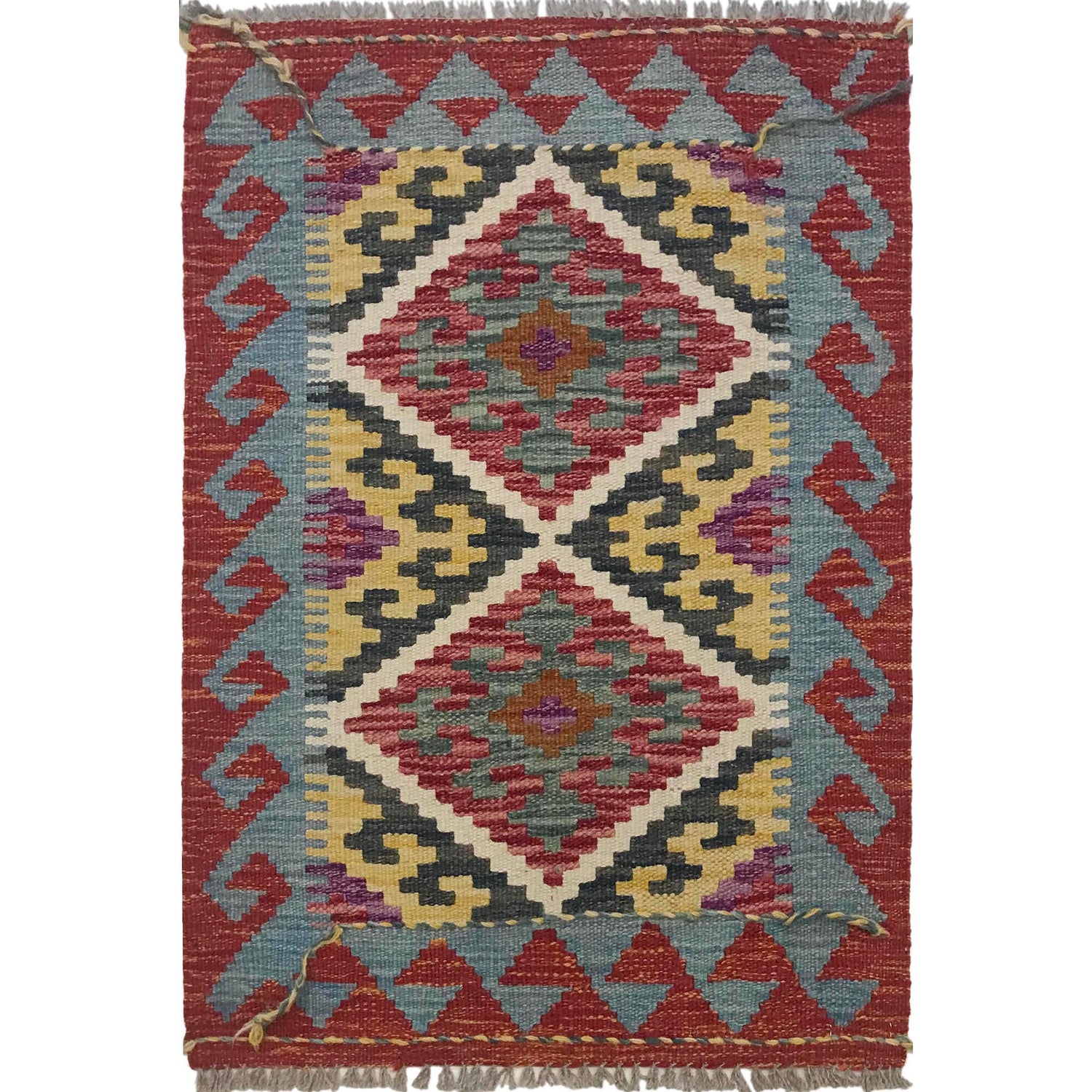 Handmade Vegetable Kilim 2' 0" x 2' 11" ft / 60 x 89 cm - No. W35559