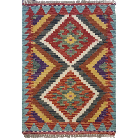 Handmade Vegetable Kelim 1' 11" x 2' 11" ft / 59 x 88 cm - No. W35560