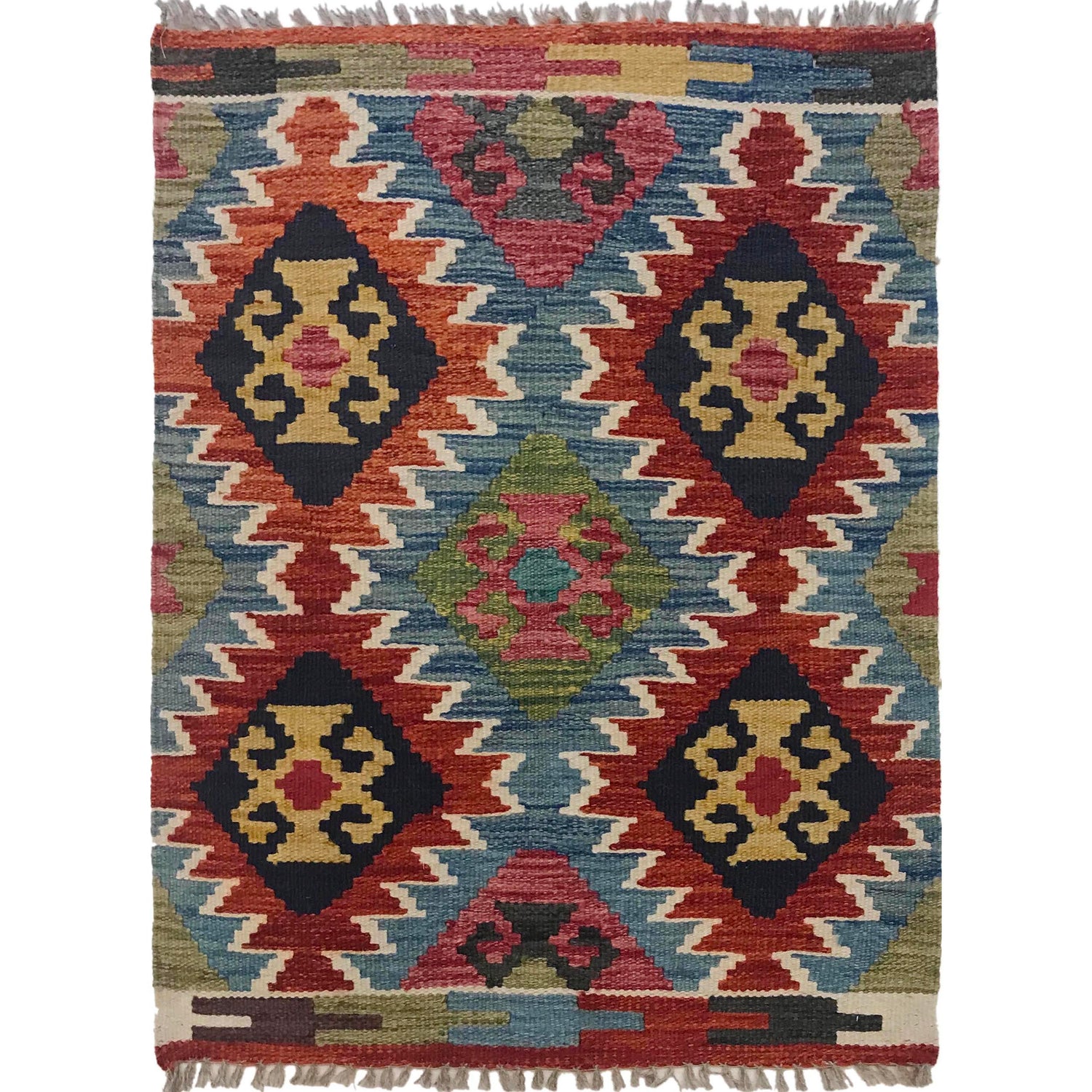 Hand Knotted Afghan Style Kilim 2' 2" x 2' 11" ft / 66 x 89 cm - No. W35562