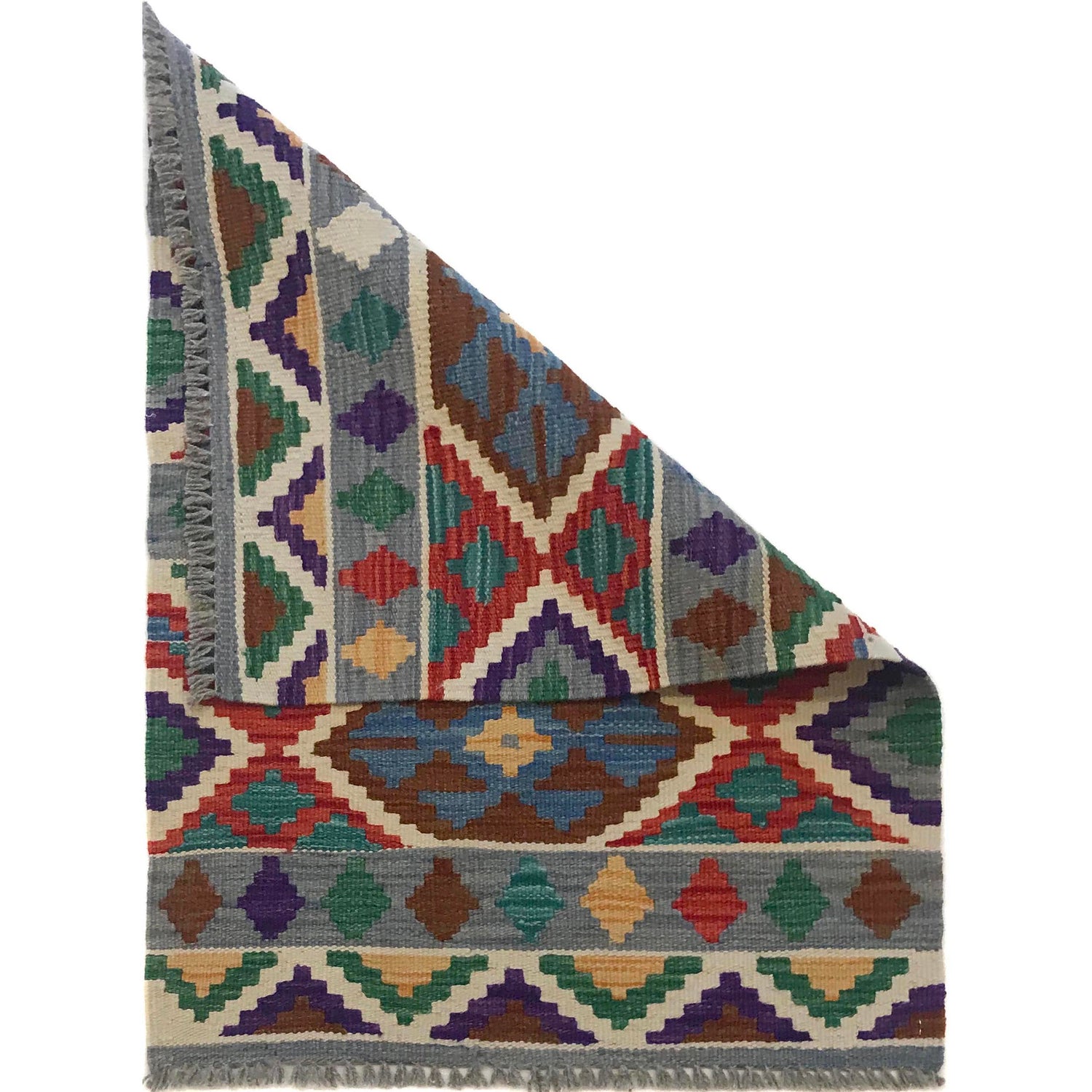 Hand Woven Wool Kelim 2' 1" x 2' 11" ft / 63 x 90 cm - No. W35565