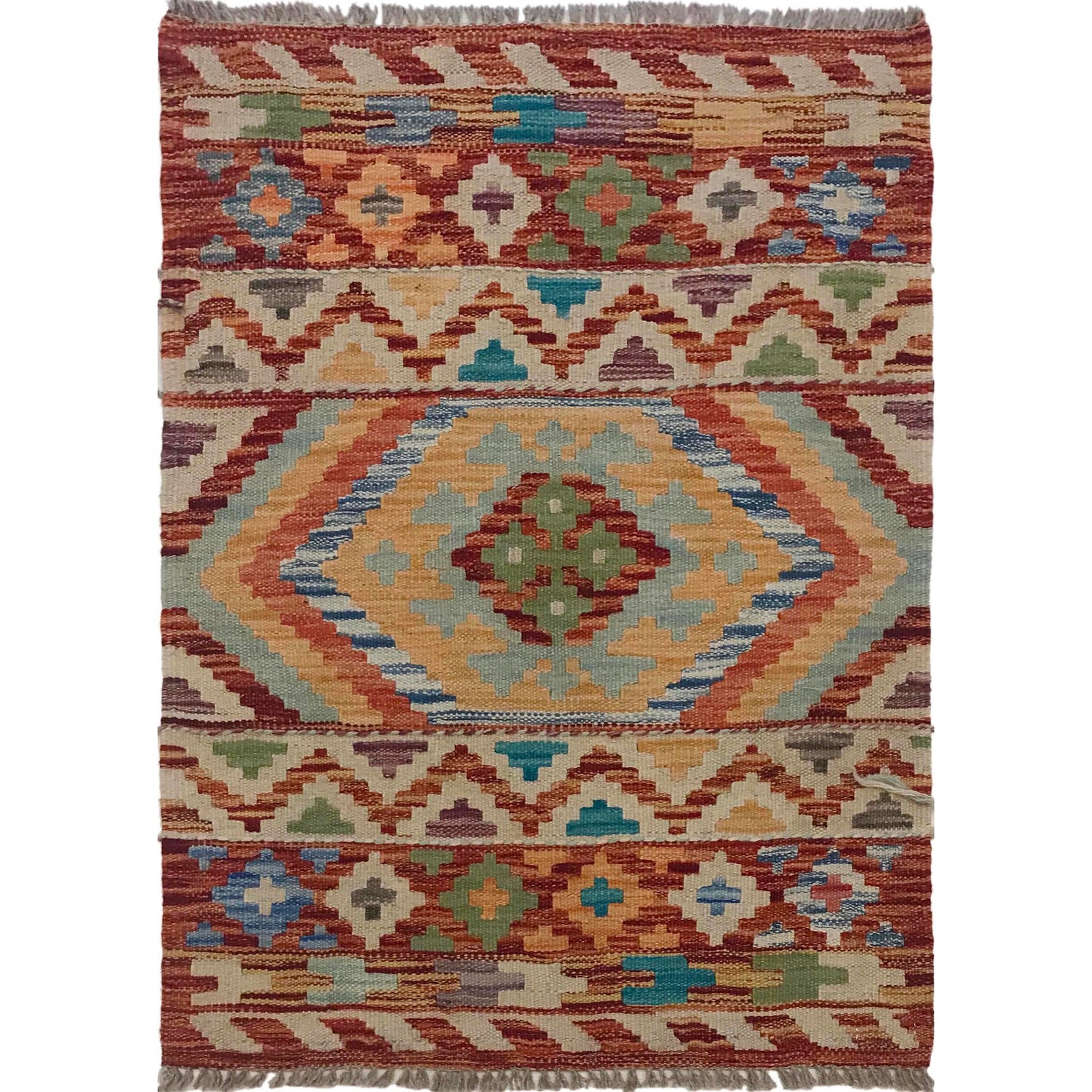 Handmade Afghan Vegetable Kilim 2' 0" x 3' 0" ft / 62 x 91 cm - No. W35569