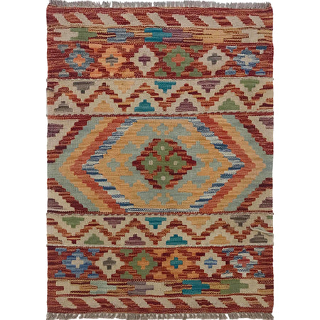 Handmade Afghan Vegetable Kilim 2' 0" x 3' 0" ft / 62 x 91 cm - No. W35569