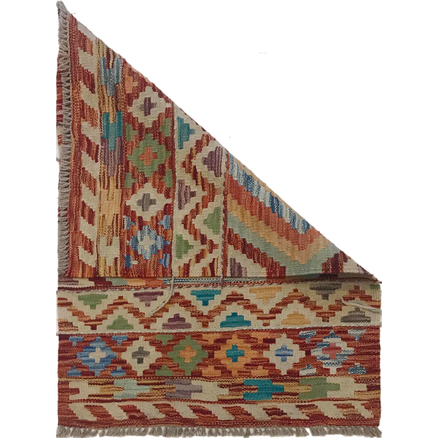 Handmade Afghan Vegetable Kilim 2' 0" x 3' 0" ft / 62 x 91 cm - No. W35569
