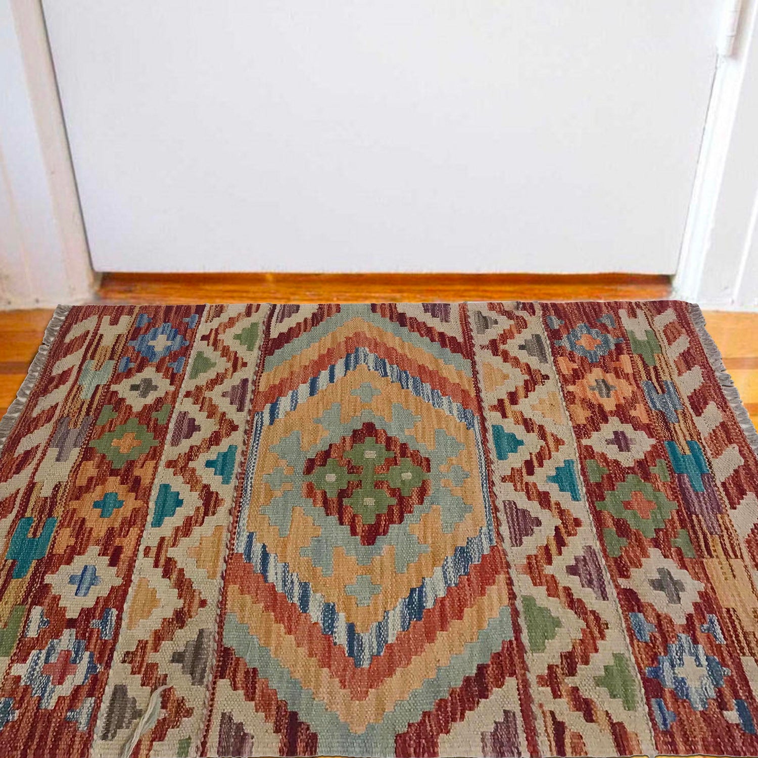 Handmade Afghan Vegetable Kilim 2' 0" x 3' 0" ft / 62 x 91 cm - No. W35569