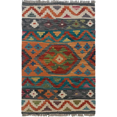 Hand Made Afghan Kilim 1' 11" x 3' 0" ft / 59 x 92 cm - No. W35570