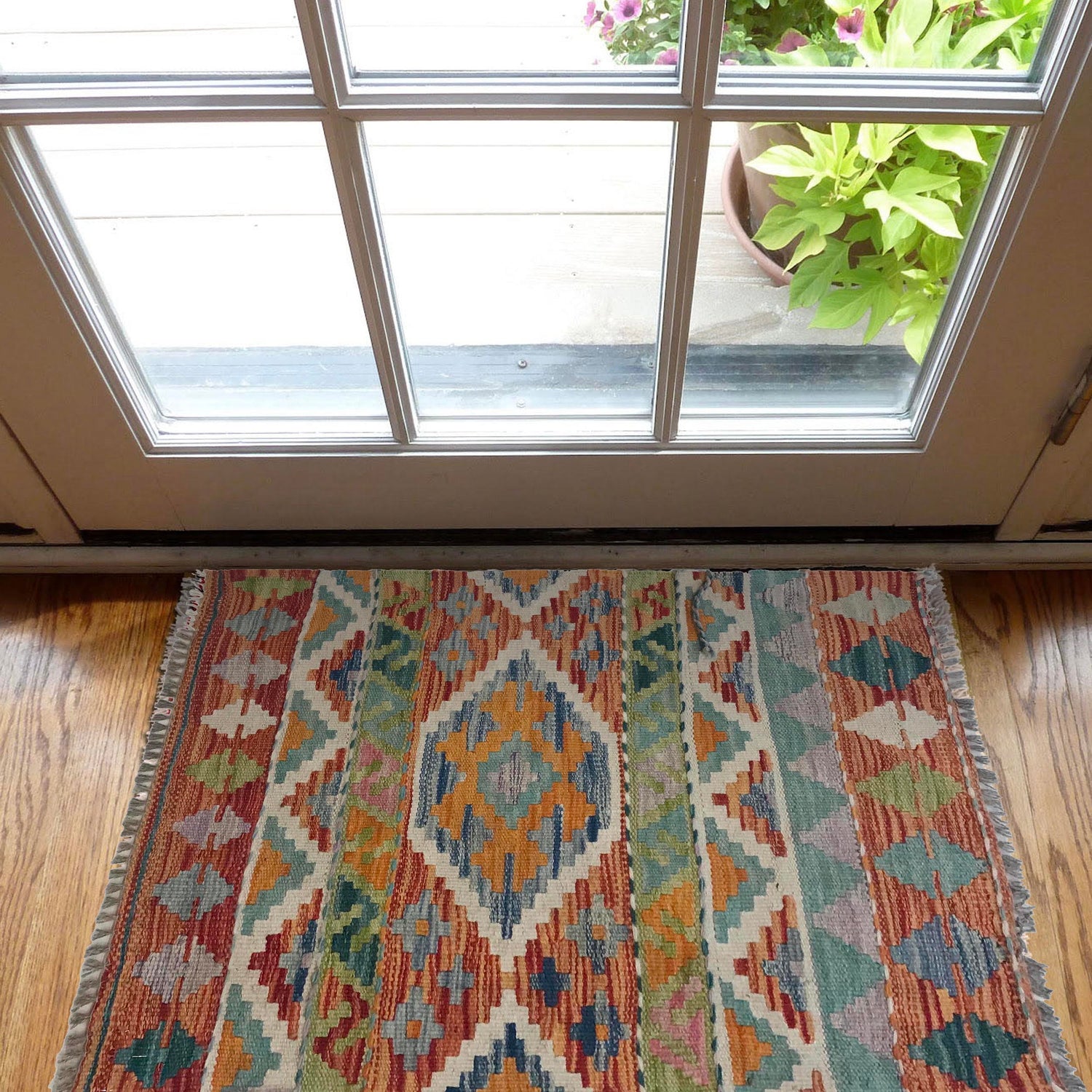 Handmade Vegetable Kilim 2' 1" x 2' 10" ft / 63 x 87 cm - No. W35573