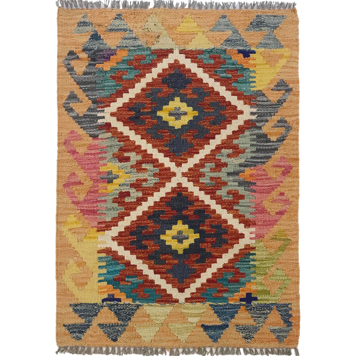 Hand Knotted Afghan Style Kilim 2' 2" x 2' 10" ft / 65 x 86 cm - No. W35576
