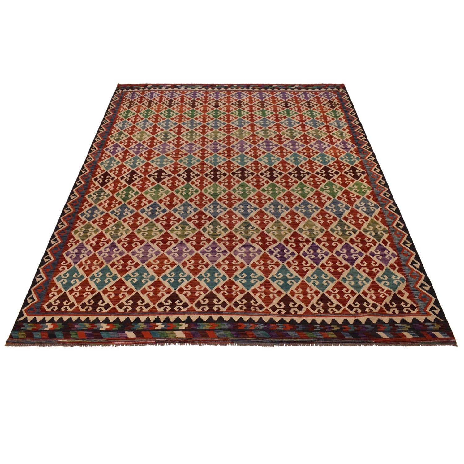 Hand Woven Wool Kelim 9' 11" x 13' 0" ft / 302 x 396 cm - No. W35577