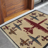 Beige Color War Rug 2' 1" x 2' 5" ft / 63 x 73 cm - No. W35582