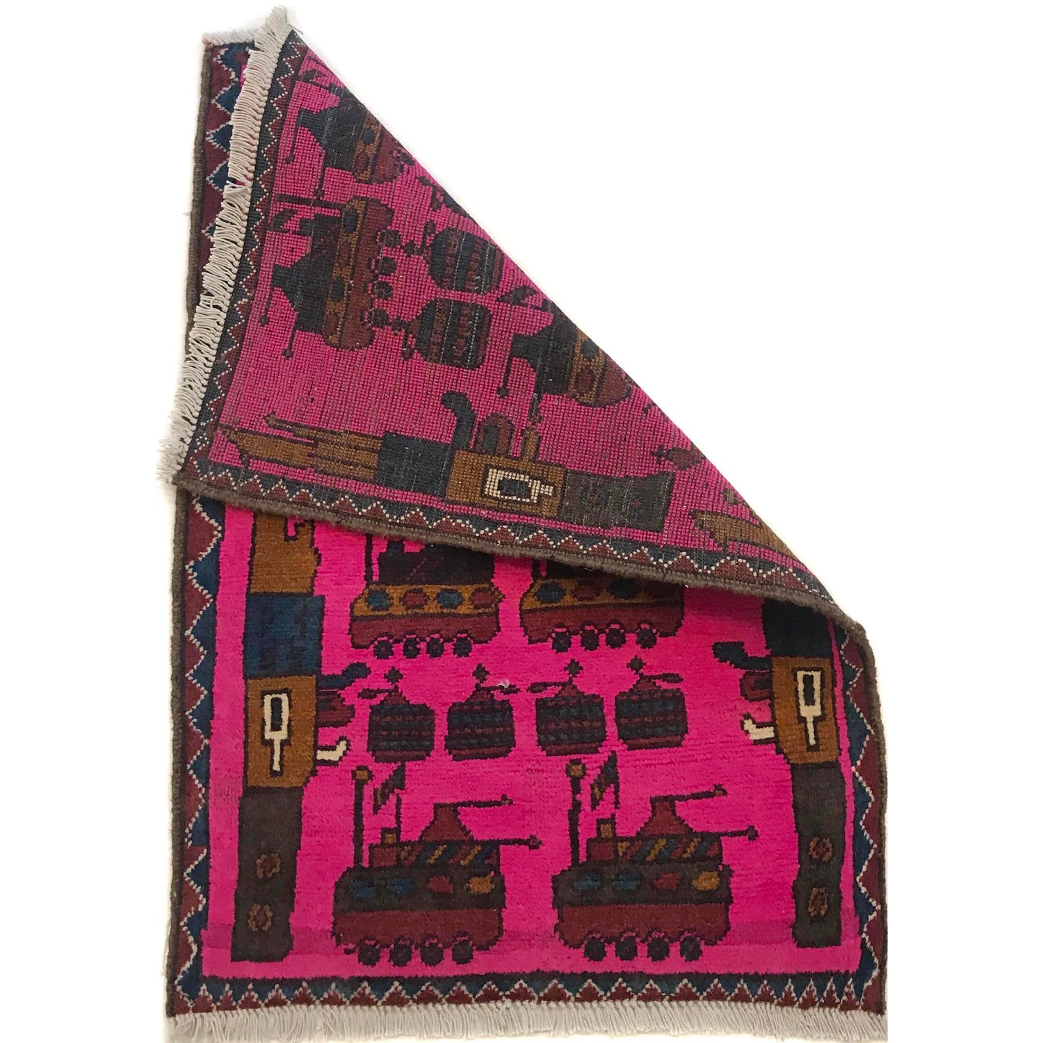 Handmade Afghan War Area Rug 2' 0" x 2' 11" ft / 61 x 89 cm - No. W35587