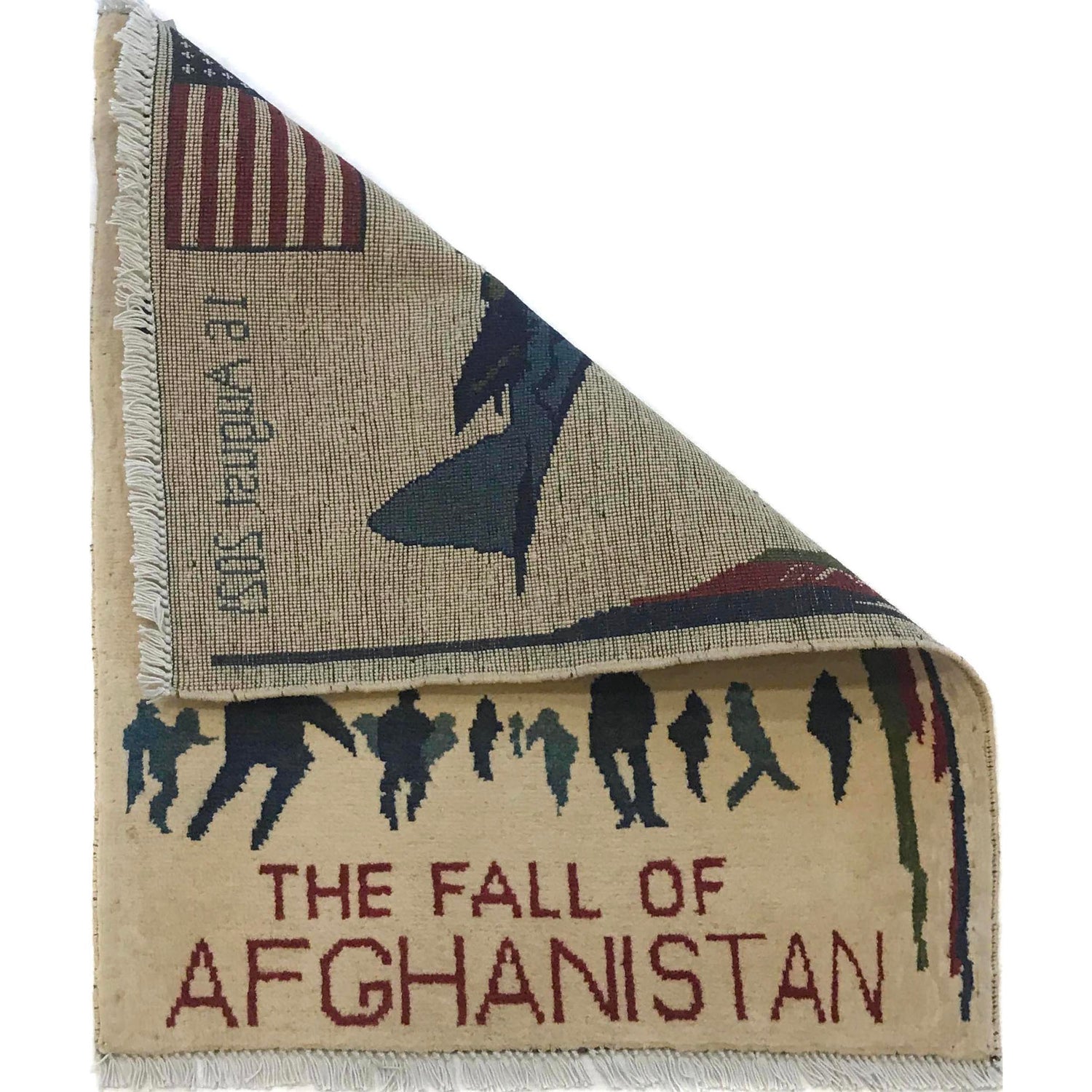 Beige Color War Rug 2' 1" x 2' 11" ft / 63 x 89 cm - No. W35589