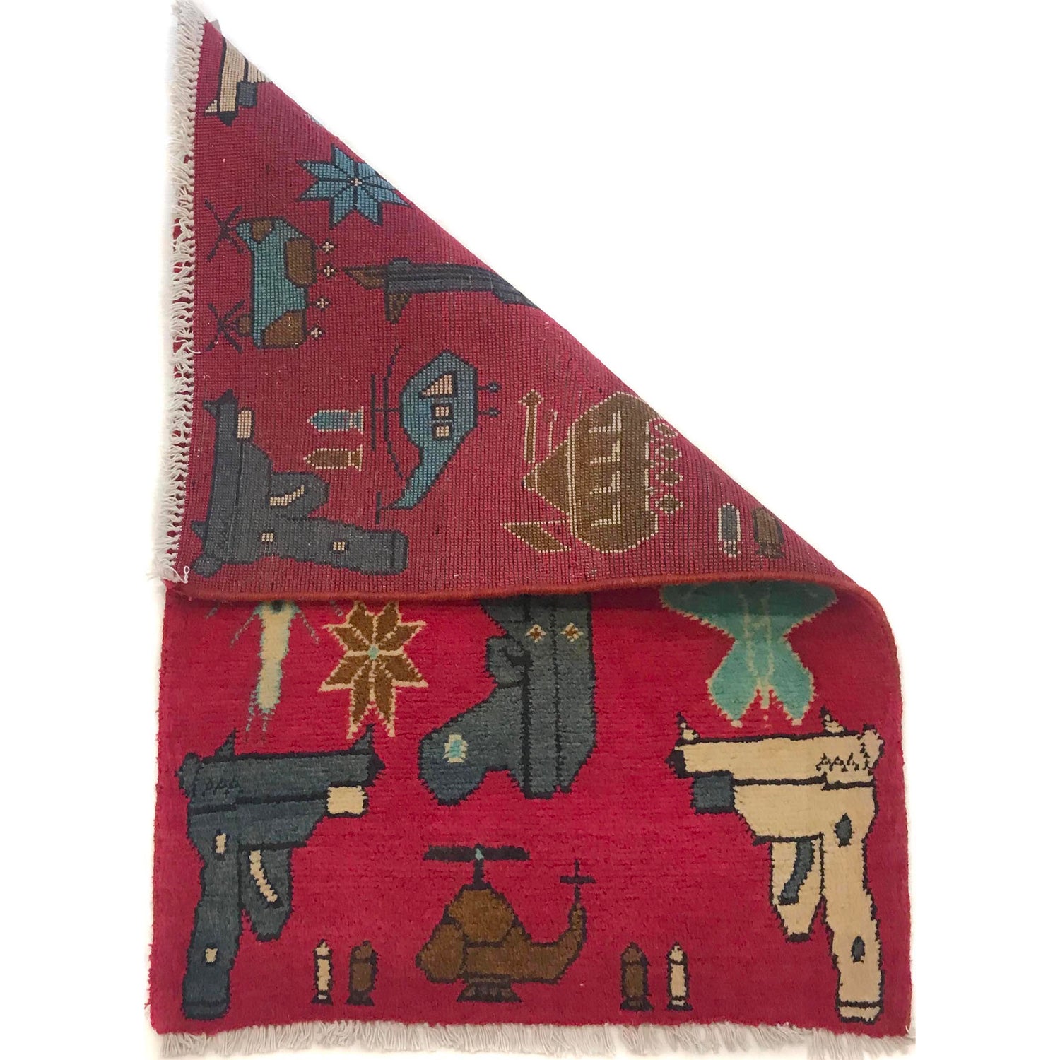 Hand-Knotted Afghan War Carpet 2' 1" x 2' 11" ft / 63 x 88 cm - No. W35594