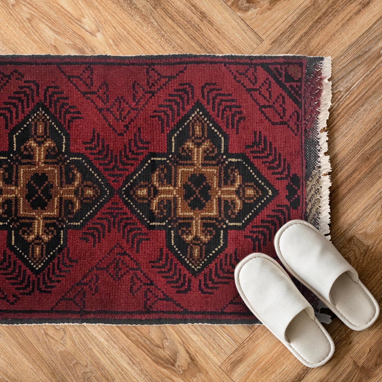 Handmade Door Mat 1' 5" x 2' 3" ft / 43 x 69 cm - No. W35605