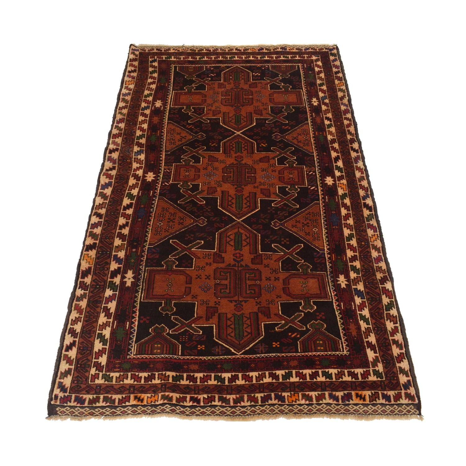 Traditional Baloch Rug  3' 5" x 6' 7" ft / 105 x 201 cm - No. W35623