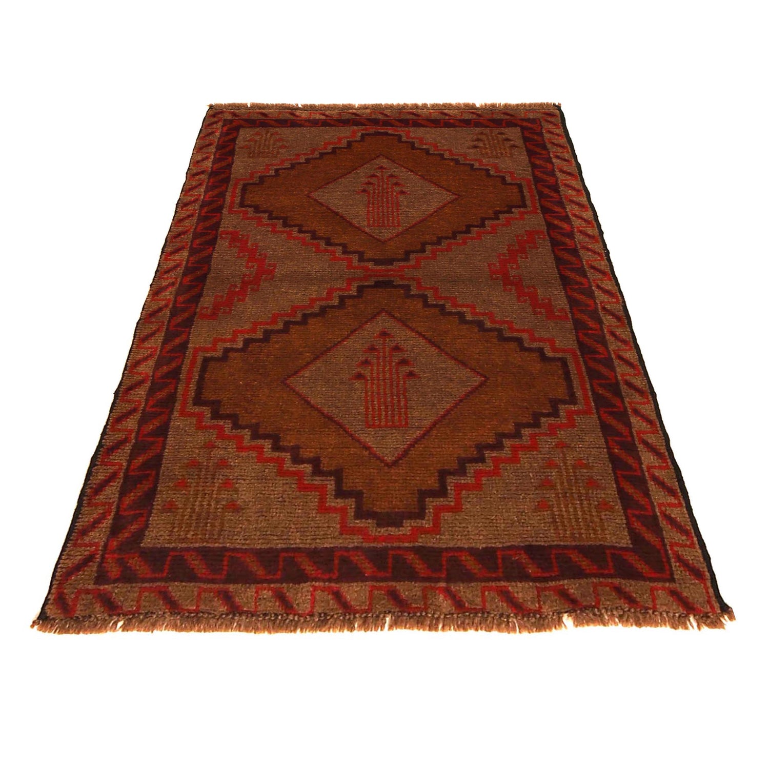 Brown Color Baluchi Rug 2' 9" x 4' 4" ft / 84 x 131 cm - No. W35788