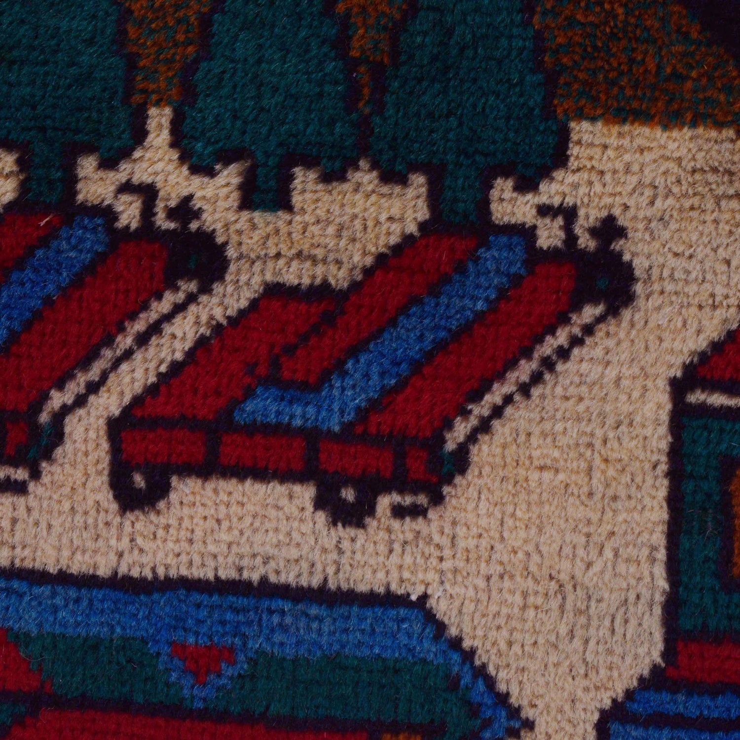 Handmade Picture Area Rug 3' 8" x 6' 9" ft / 111 x 207 cm - No. W35804