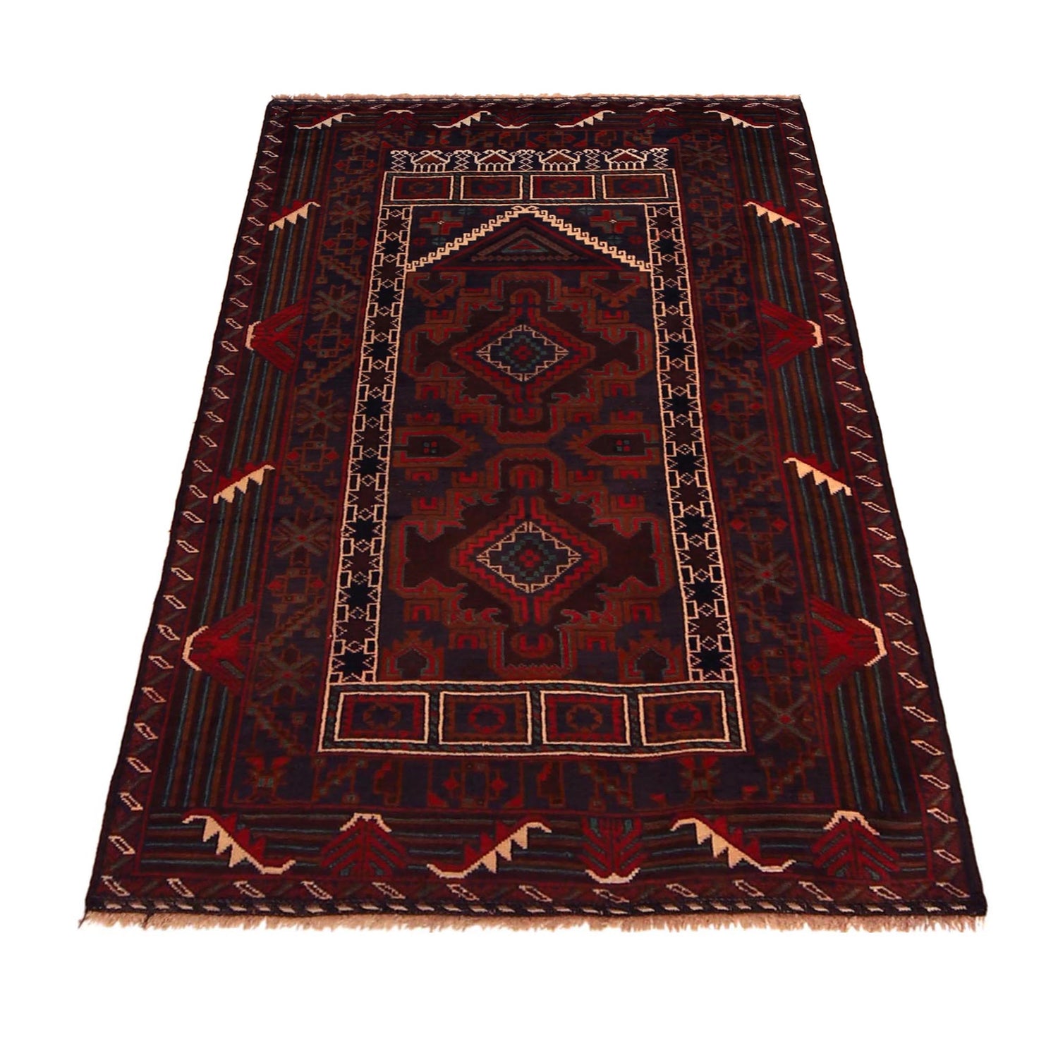 Red Color Prayer Rug 2' 10" x 4' 11" ft / 87x 150 cm -No. W35892