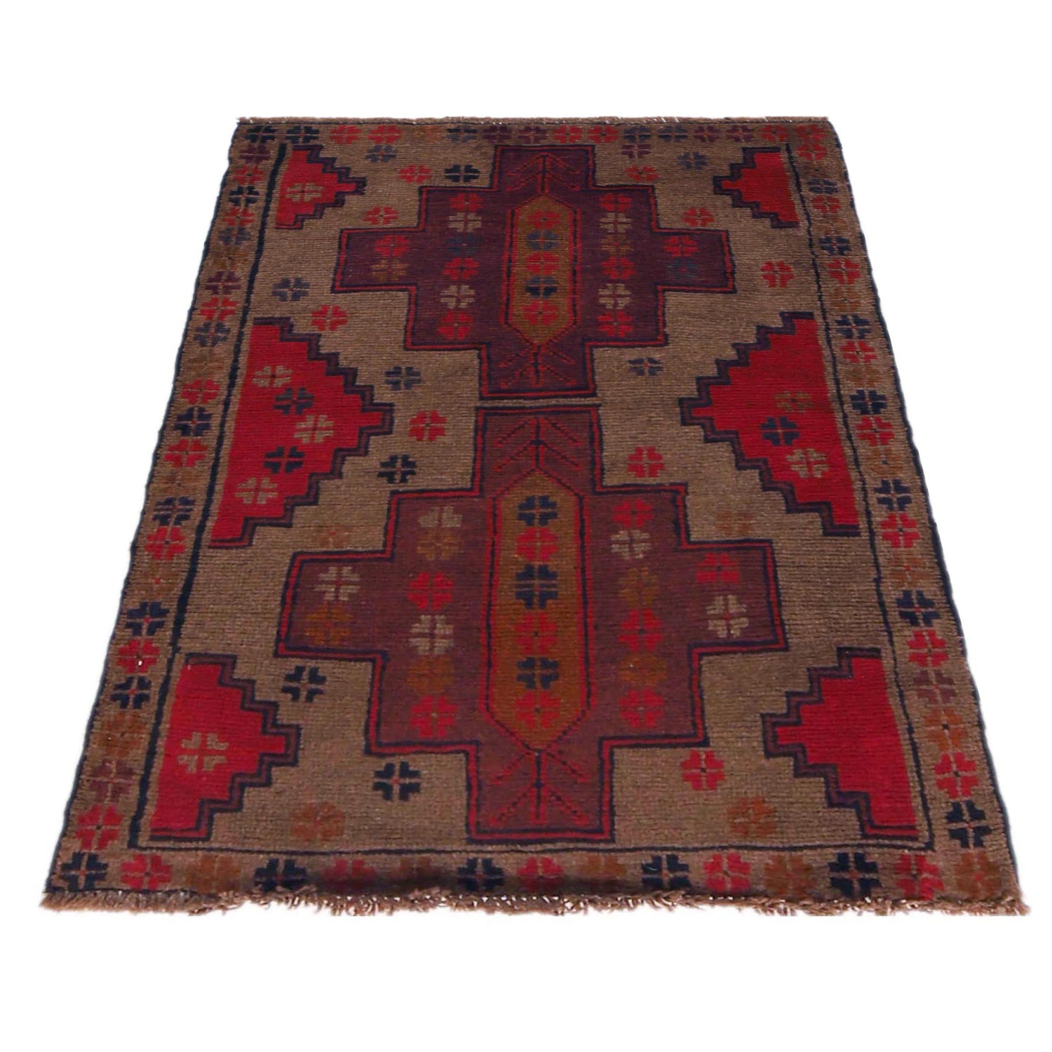 Brown Color Baluchi Rug 2' 11" x 4' 5" ft / 90 x 134 cm - No. W35901