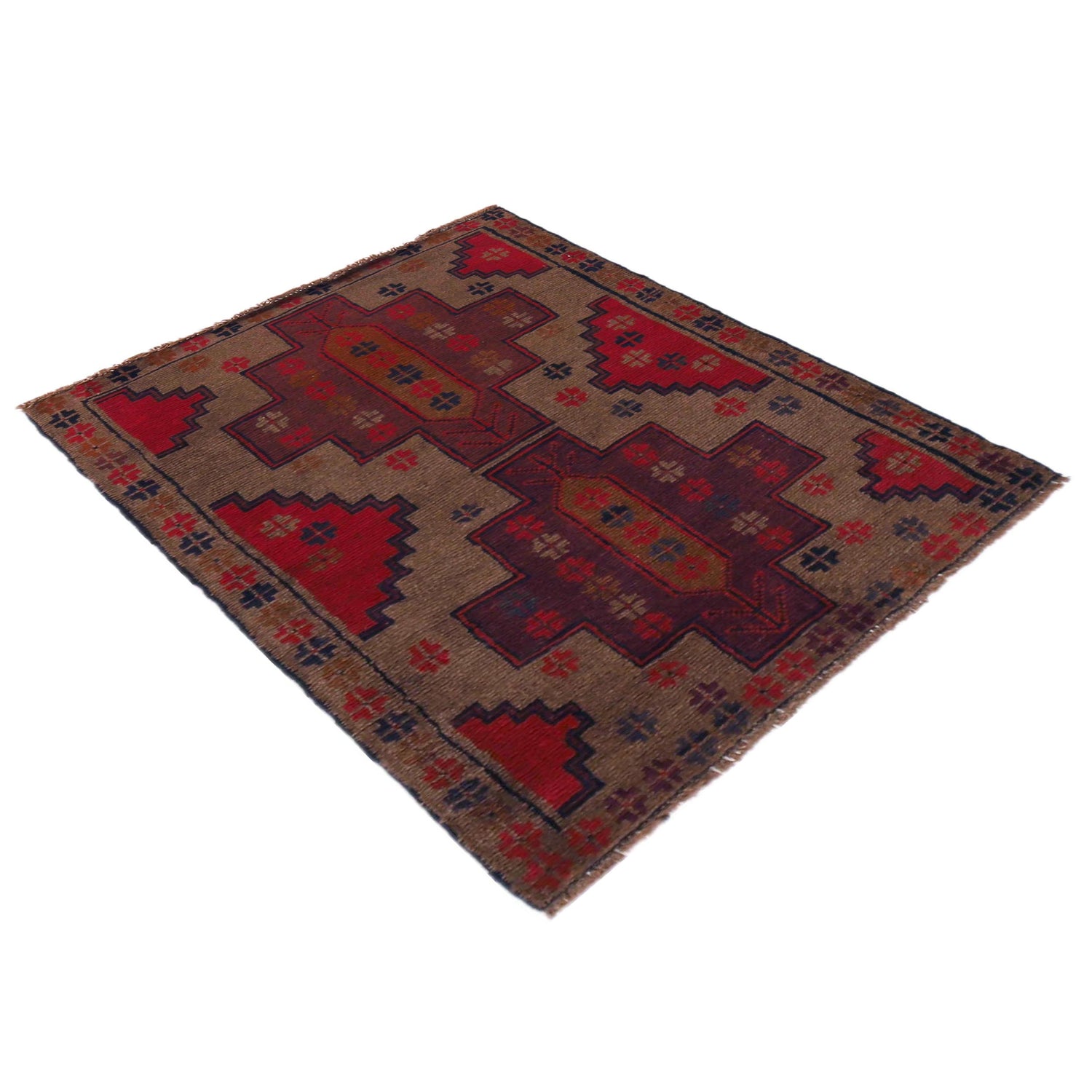 Brown Color Baluchi Rug 2' 11" x 4' 5" ft / 90 x 134 cm - No. W35901