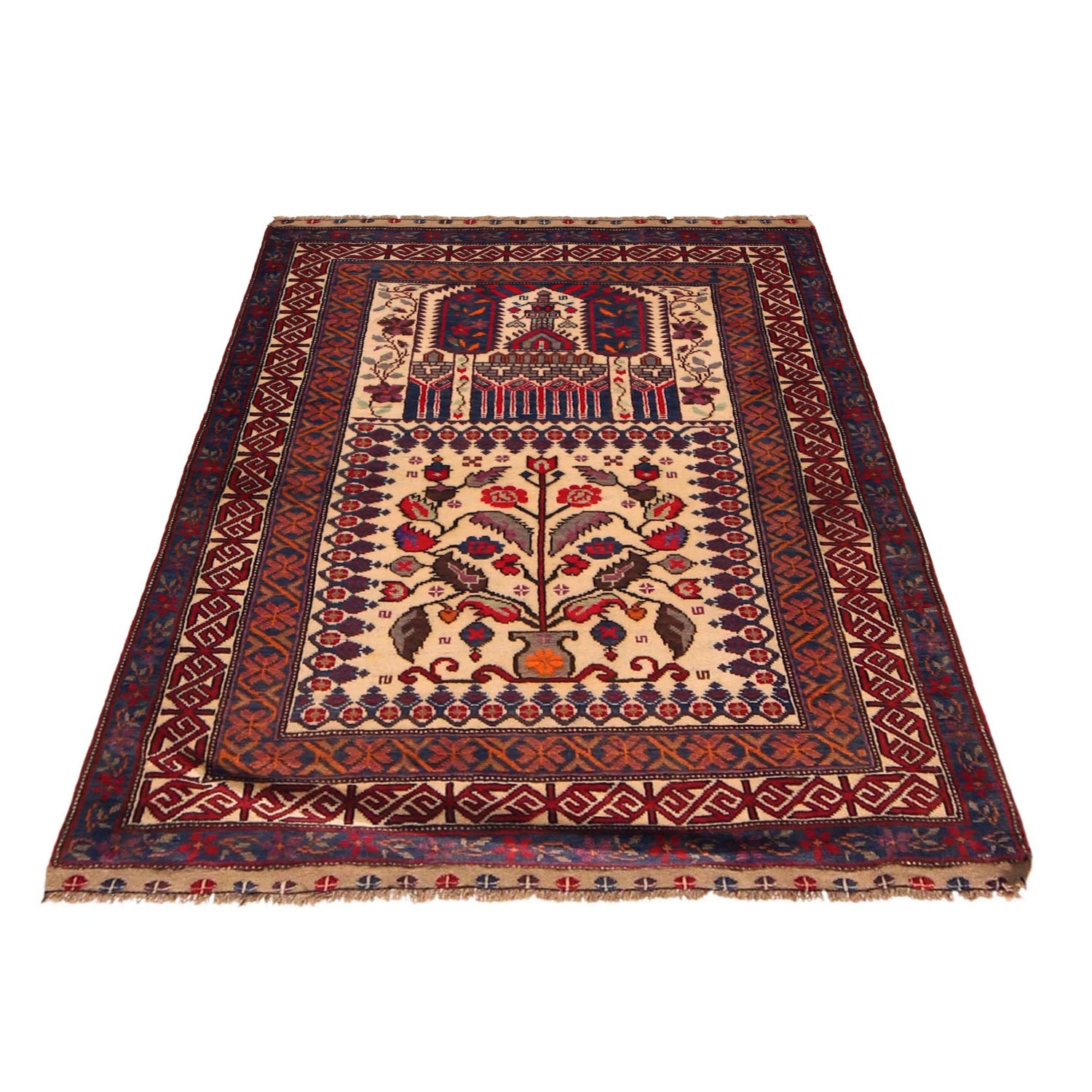 Small Prayer Carpet 3' 3" x 4' 4" ft / 98 x 132 cm - No. W35903