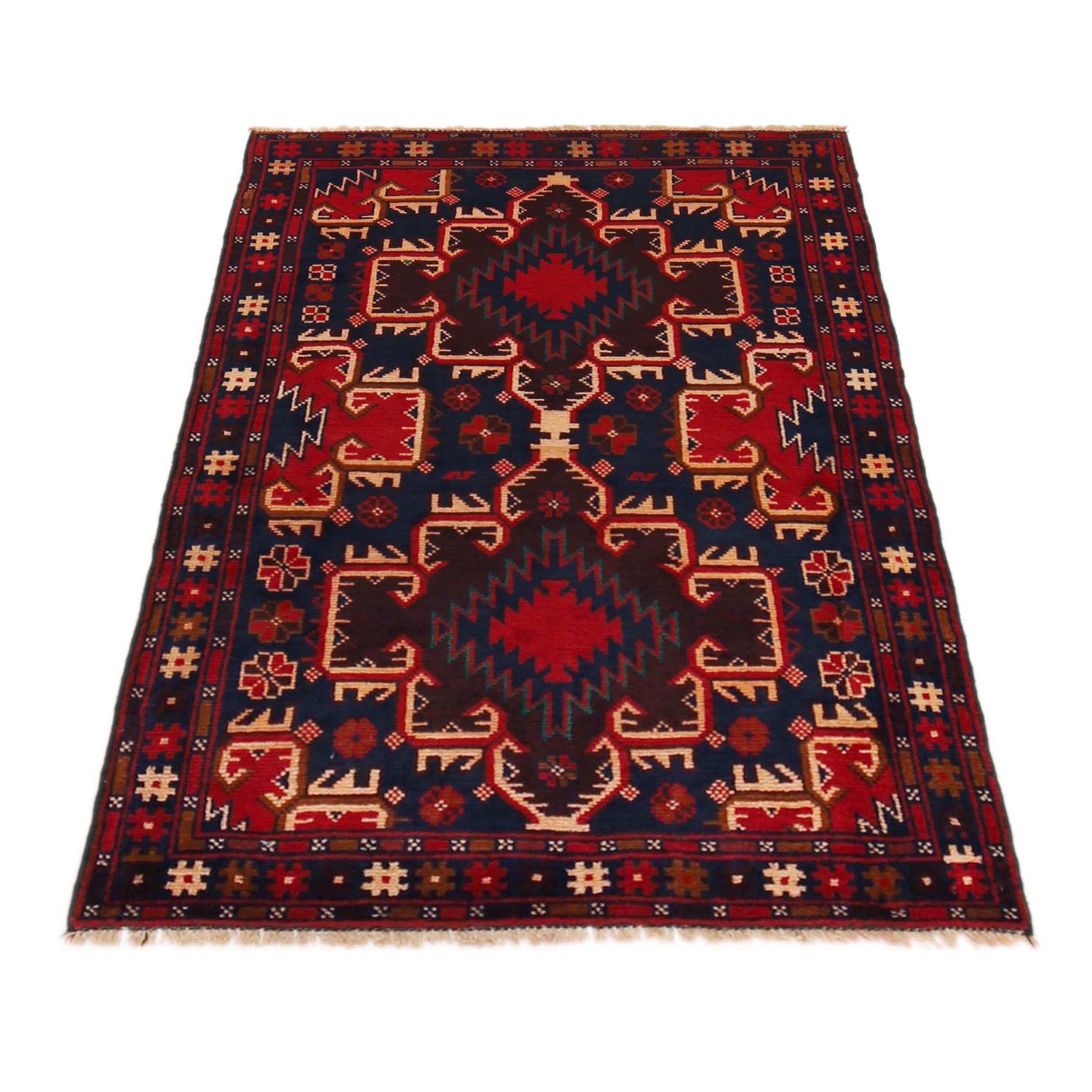 Multi Color Baluchi Rug 3' 1" x 4' 6" ft / 93 x 138 cm - No. W35915