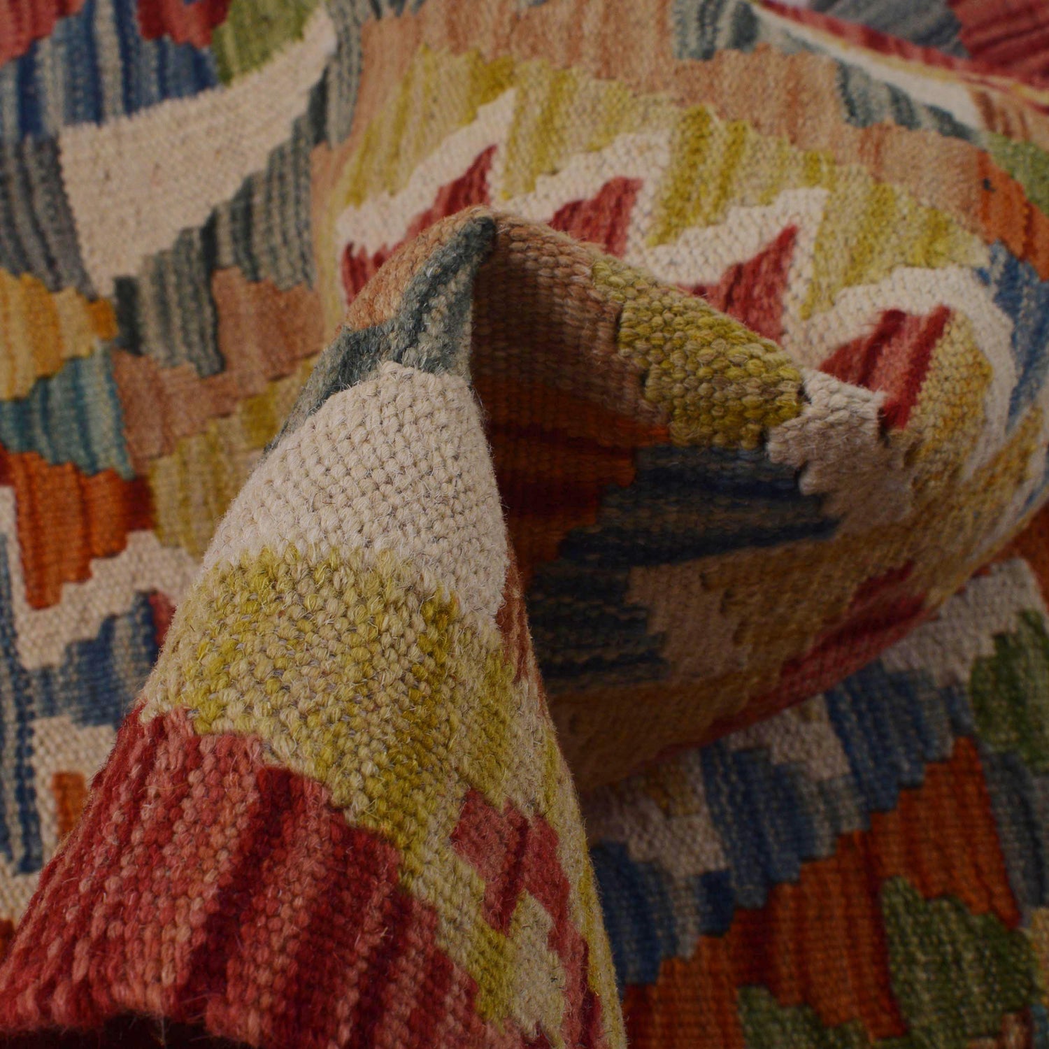 Hand Knotted Afghan Style Kilim Runner 1' 8" x 5' 1"  ft / 52 x 156 cm - No. W35938